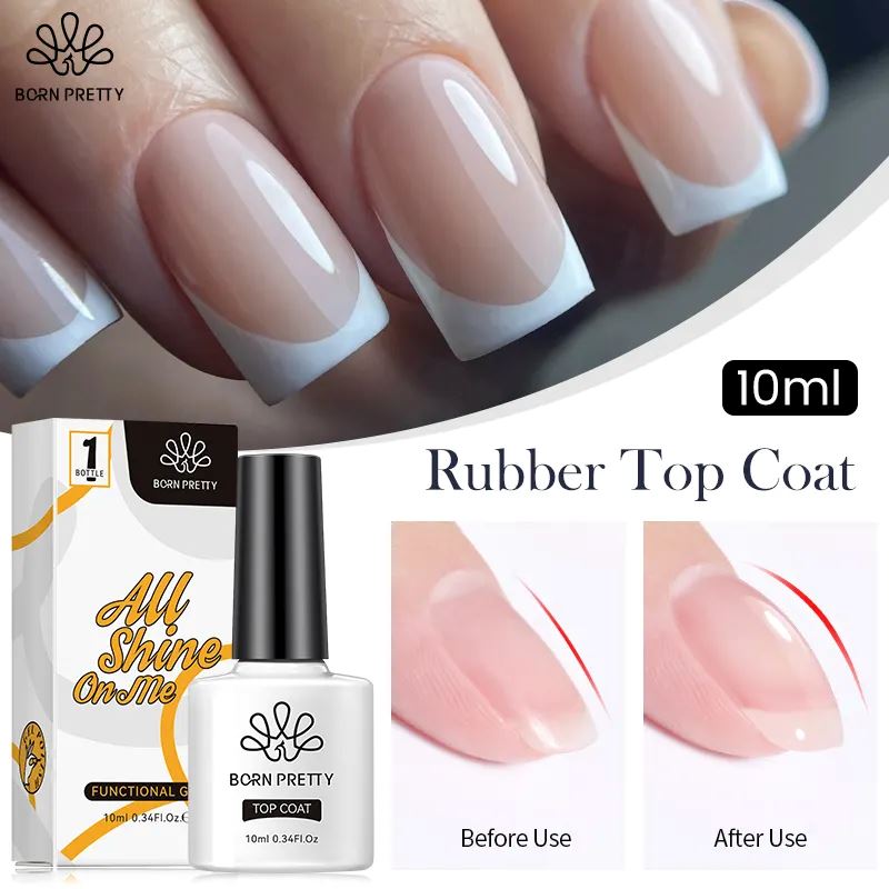 Born Pretty 10ml Rubber Top Coat - Long-Lasting Nail Polish Sealant for Gel & Acrylic Nails | Perfect for Manicures, Pedicures & Nail Art