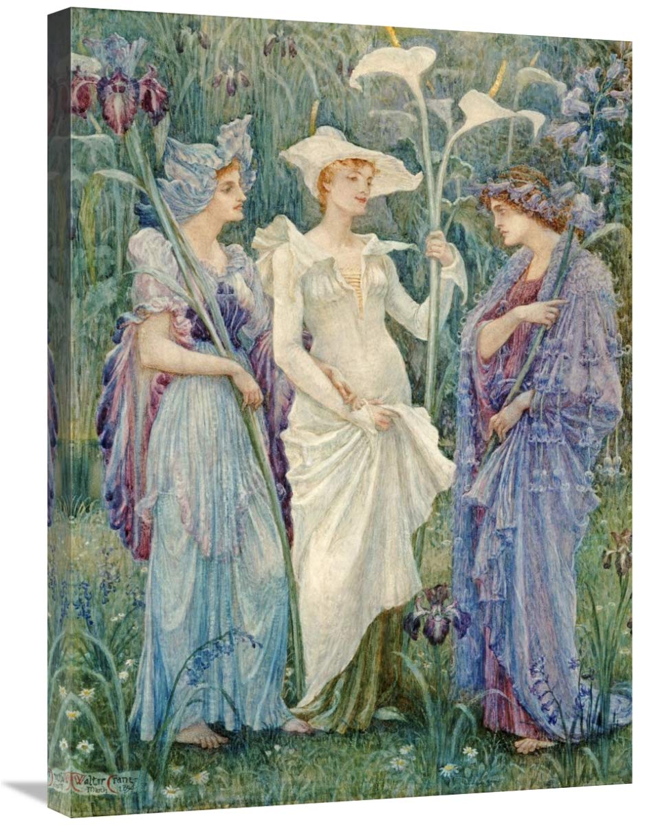 30 Inch Walter Crane Ensigns of Spring Art Print - Vintage Floral Wall Decor for Living Room, Bedroom & Office