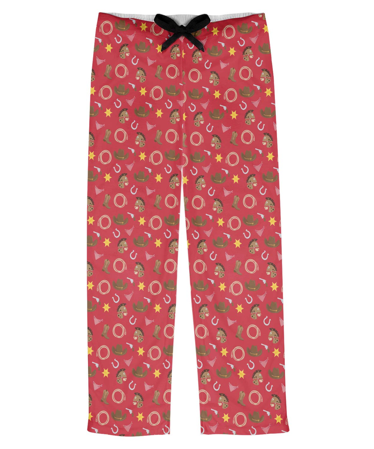 Red Western Style Men's Pajama Pants - Soft Cotton Sleepwear for Relaxing at Home & Lounging