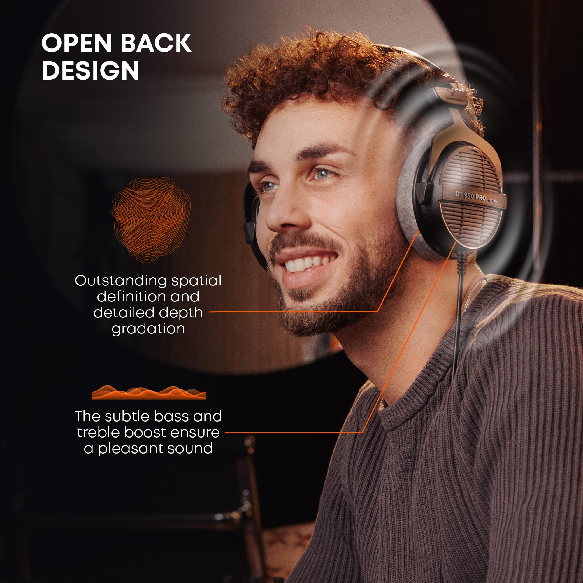beyerdynamic DT 990 PRO 80 Ohm Studio Headphones - Open-Back Over-Ear Monitor Headset with Stereo Sound for Professional Recording, Mixing & Gaming (Grey) - Perfect for Music Producers, Audiophiles & Home Studios