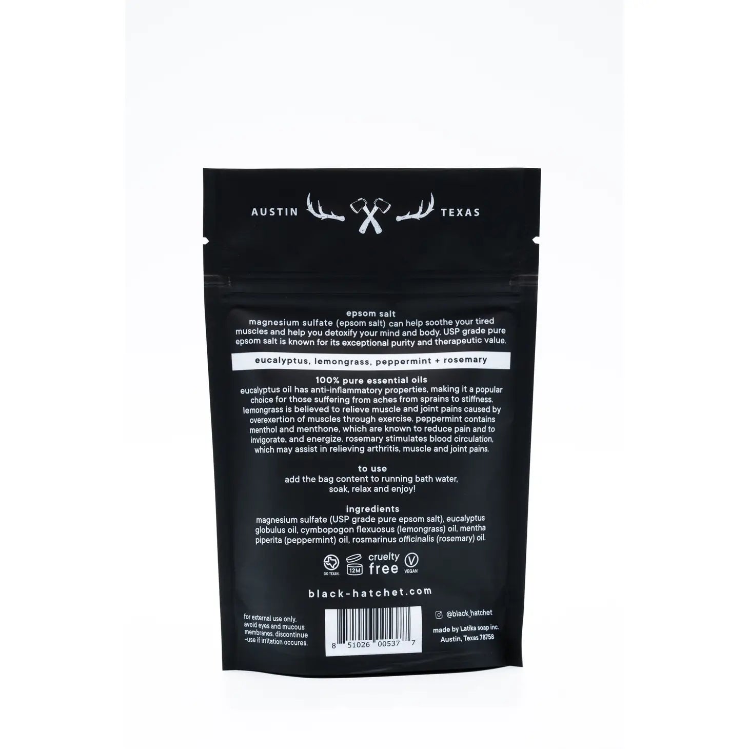 Premium Black Hatchet Muscle Bath Soak - Epsom Salt Relaxation Therapy for Athletes & Post-Workout Recovery - Perfect for Sore Muscles, Stress Relief & Spa Nights at Home