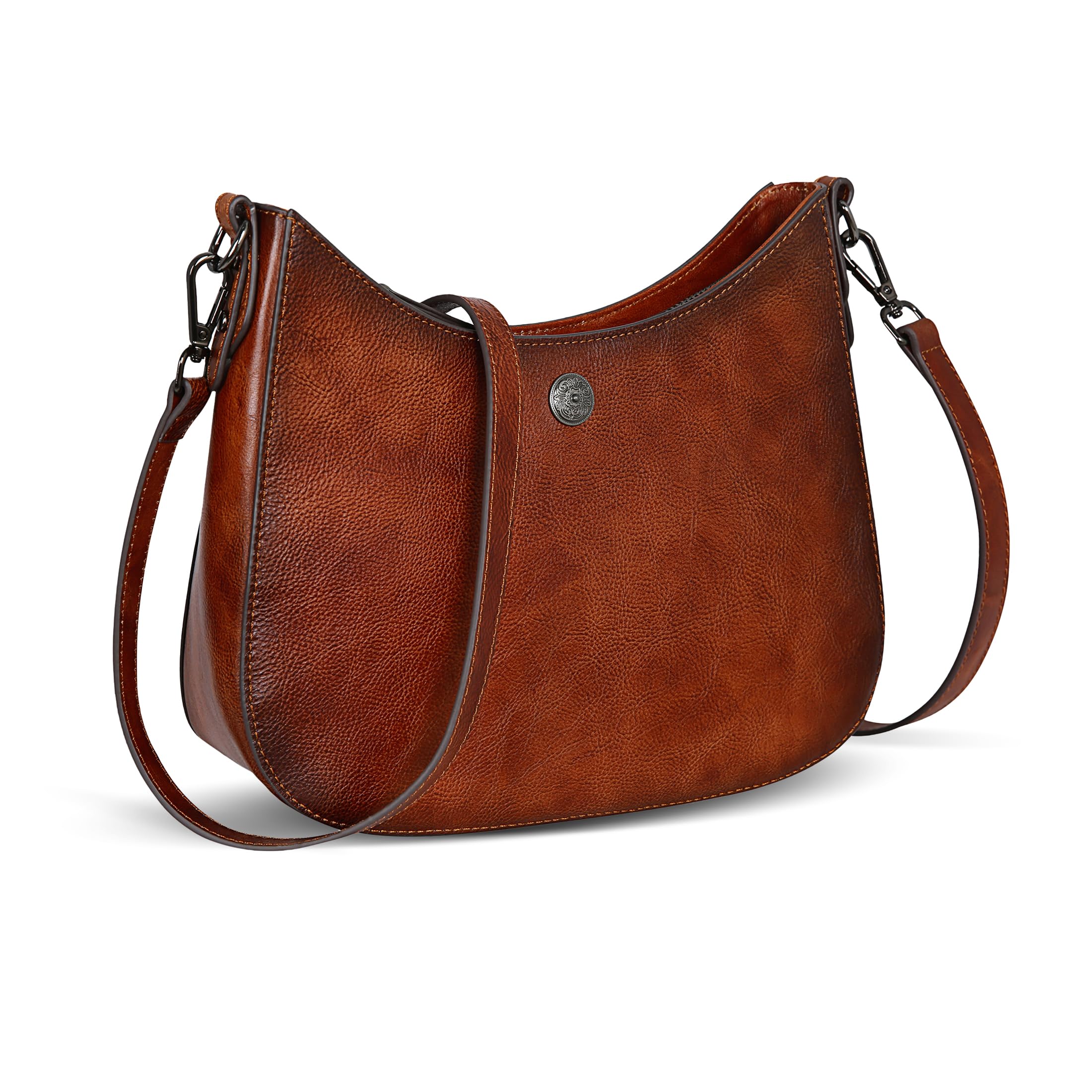 Iswee Genuine Leather Shoulder Bag for Women - Crossbody Crescent Moon Purse, Trendy Designer Satchel Handbag with Half Moon Pocket | Perfect for Work, Travel & Everyday Use