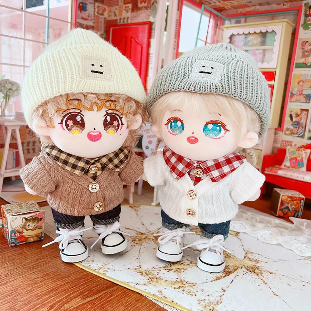 20cm Plush Doll Clothes Set - Hat, Sweater & Shorts for Dress Up Play