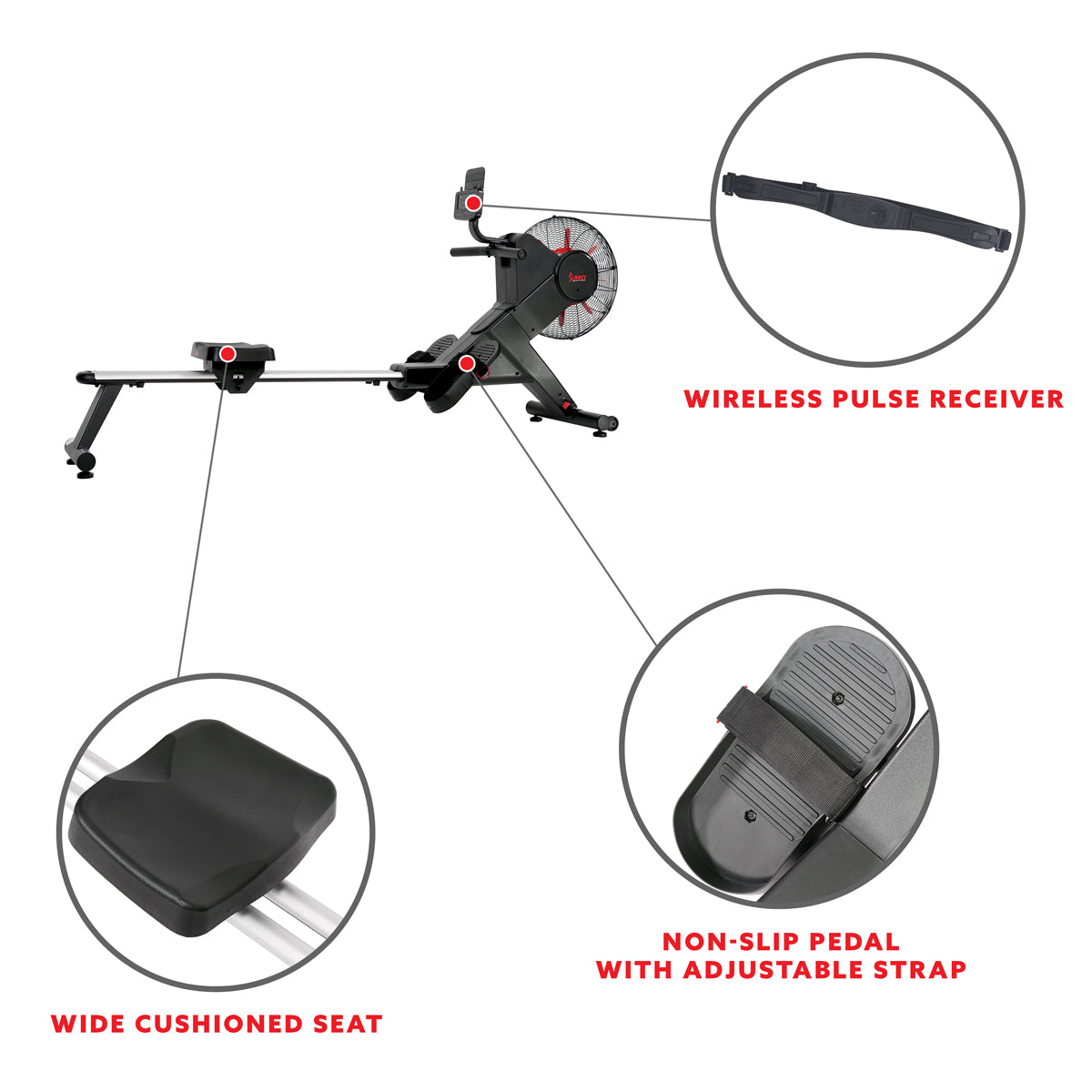 Premium Carbon Air Magnetic Rowing Machine for Home Gym - Quiet & Smooth Full-Body Workout for Cardio, Strength Training & Weight Loss