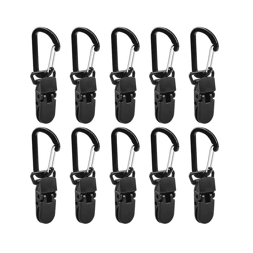 HAHFKJ Tarp Awning Clamp Clips - Heavy Duty Tent Snaps & Hangers for Camping, Secure Tighten Lock Grip with Carabiner - Perfect for Outdoor Camping, Garden Canopy, RV Awning & Backpacking Tent Accessories