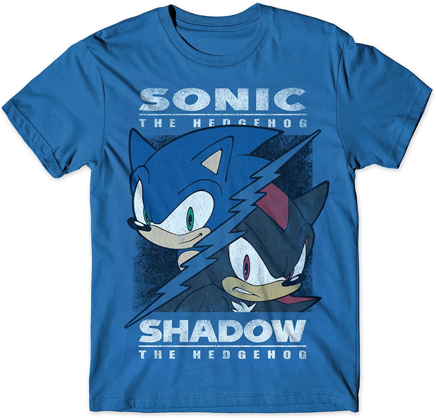 Sonic vs Shadow Split Graphic T-Shirt for Men & Women - Classic Video Game Vintage Distressed Tee - Perfect for Gaming Events, Cosplay & Retro Fashion Lovers