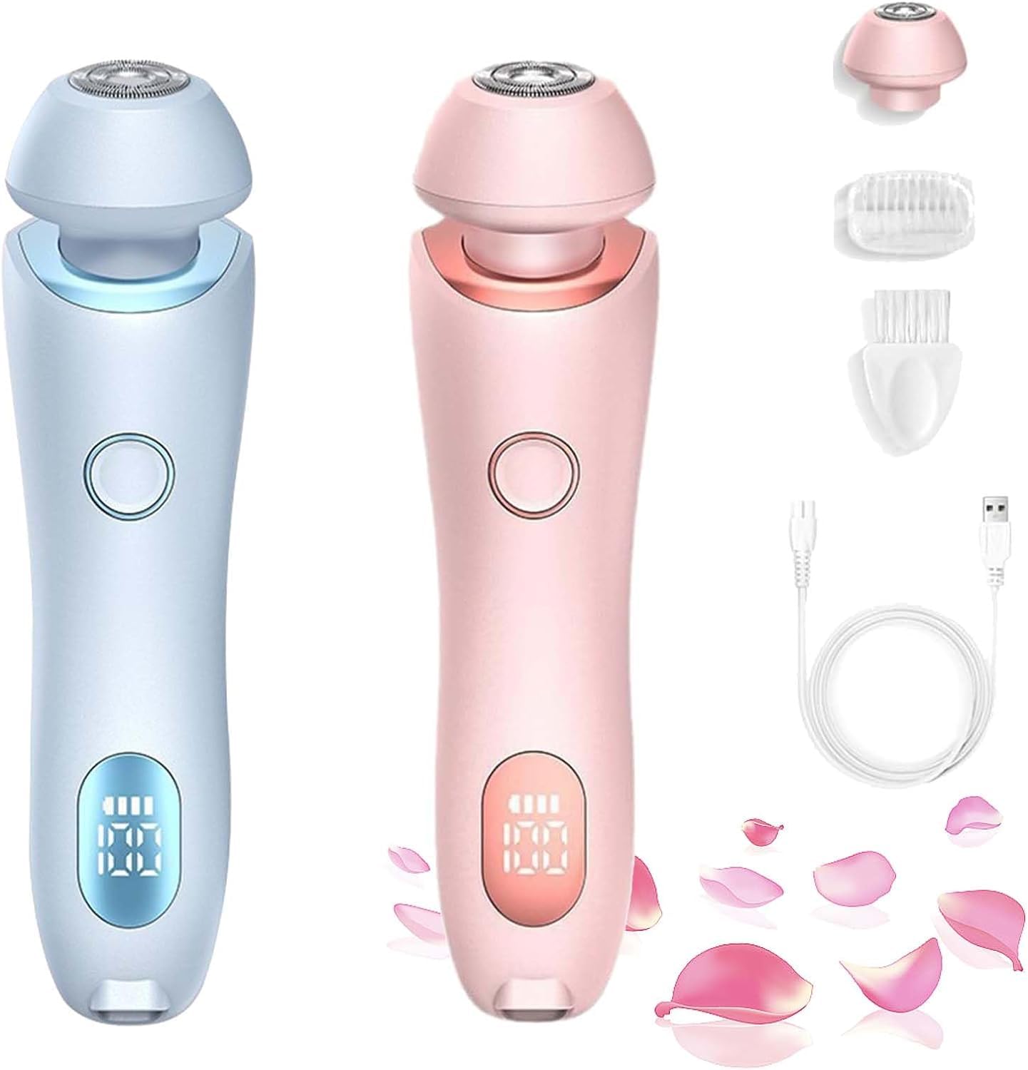 Duskofficial The Glide Pro 3.0 Premium 2-in-1 Electric Shaver & Bikini Trimmer for Women - Waterproof Razor for Smooth Shaving (Blue & Pink) | Perfect for Travel, Gym & Sensitive Skin Care