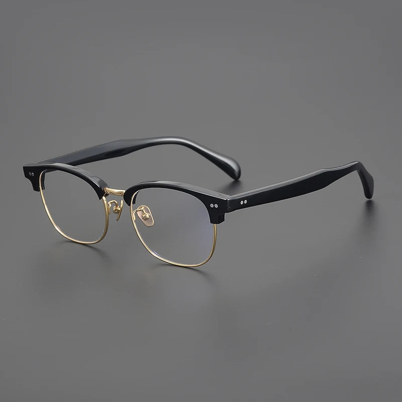 Stylish Black Unisex Full Rim Big Square Titanium Acetate Eyeglasses Frame 91109 - Perfect for Work, Reading & Fashion Accessories