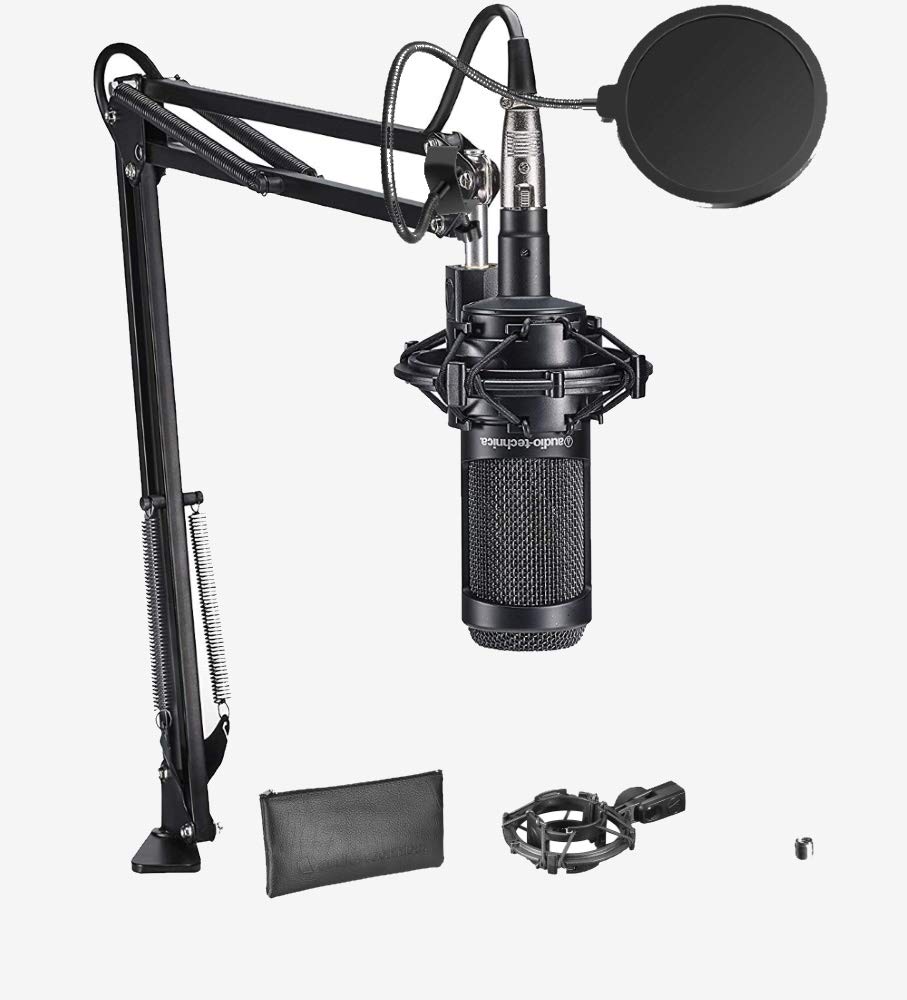 Audio-Technica AT2035 Cardioid Condenser Microphone Bundle - Professional Studio Mic for Podcasting, Streaming & Voice Recording with Pop Filter, Boom Arm & XLR Cable - Perfect for Home Studios, YouTube & Twitch Content Creators