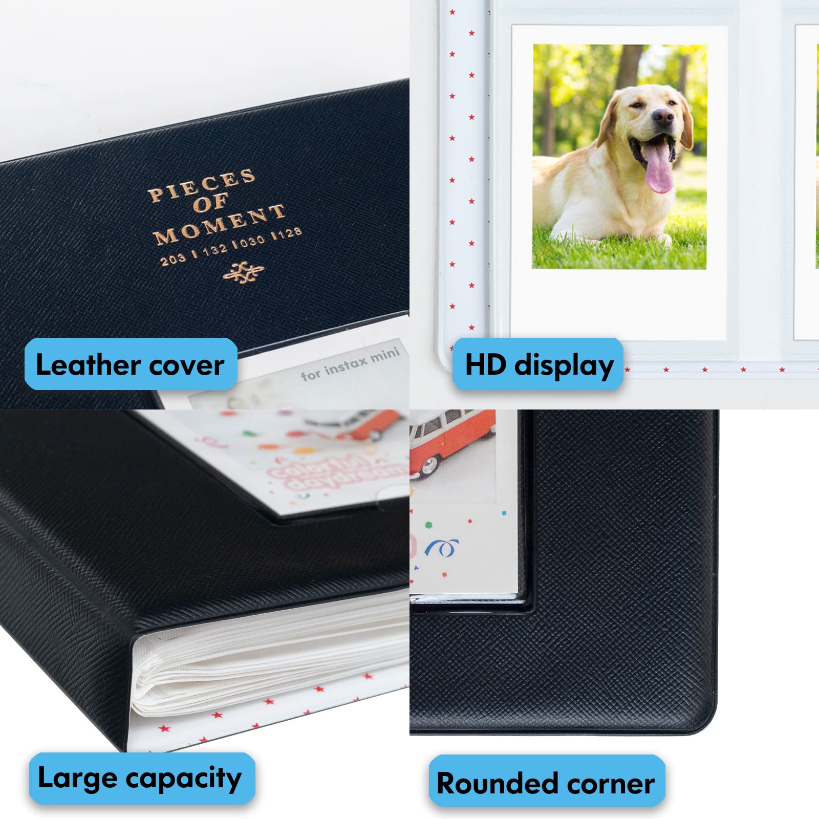 128 Pockets Black Photo Album for Fujifilm Instax Mini LiPlay 11 7s 8 8+ 9 25 26 50s 70 90 Instant Camera & Printer - Perfect for Travel Memories, Wedding Photos, and Scrapbooking