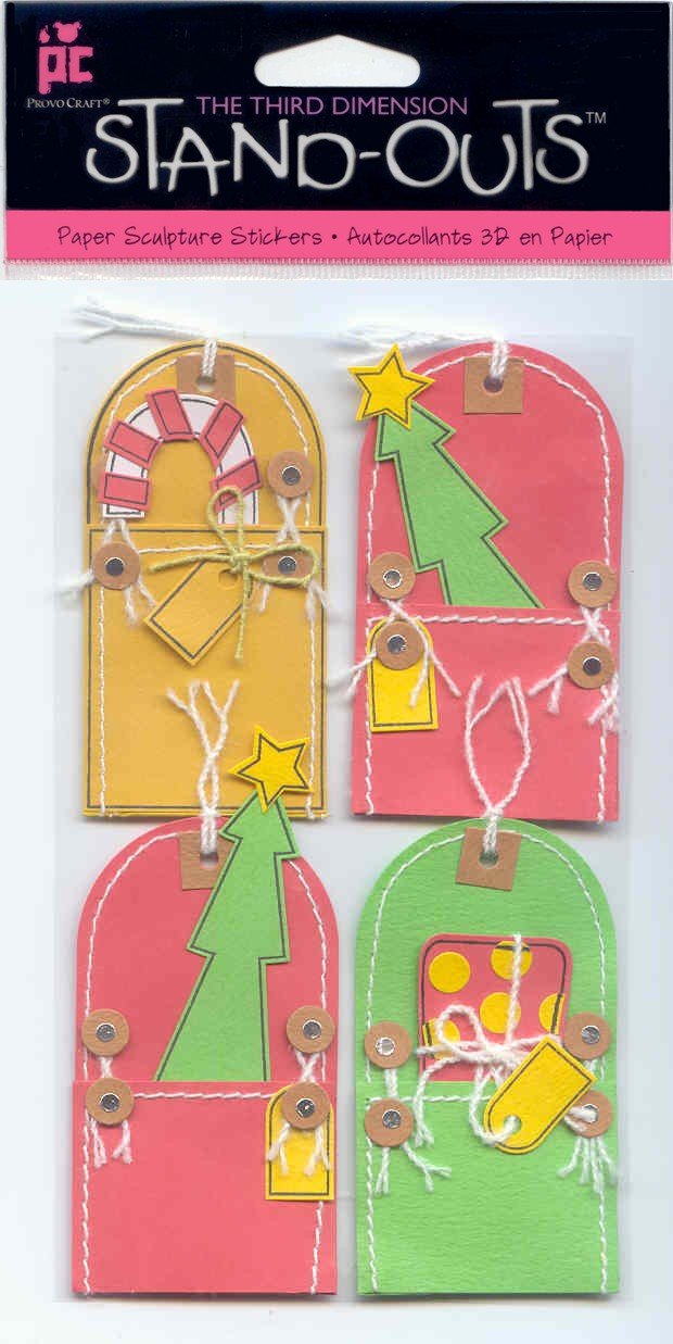 3D Paper Sculpture Stickers - Christmas Themed Pocket Tags for DIY Cards, Gift Wrapping & Holiday Decorations