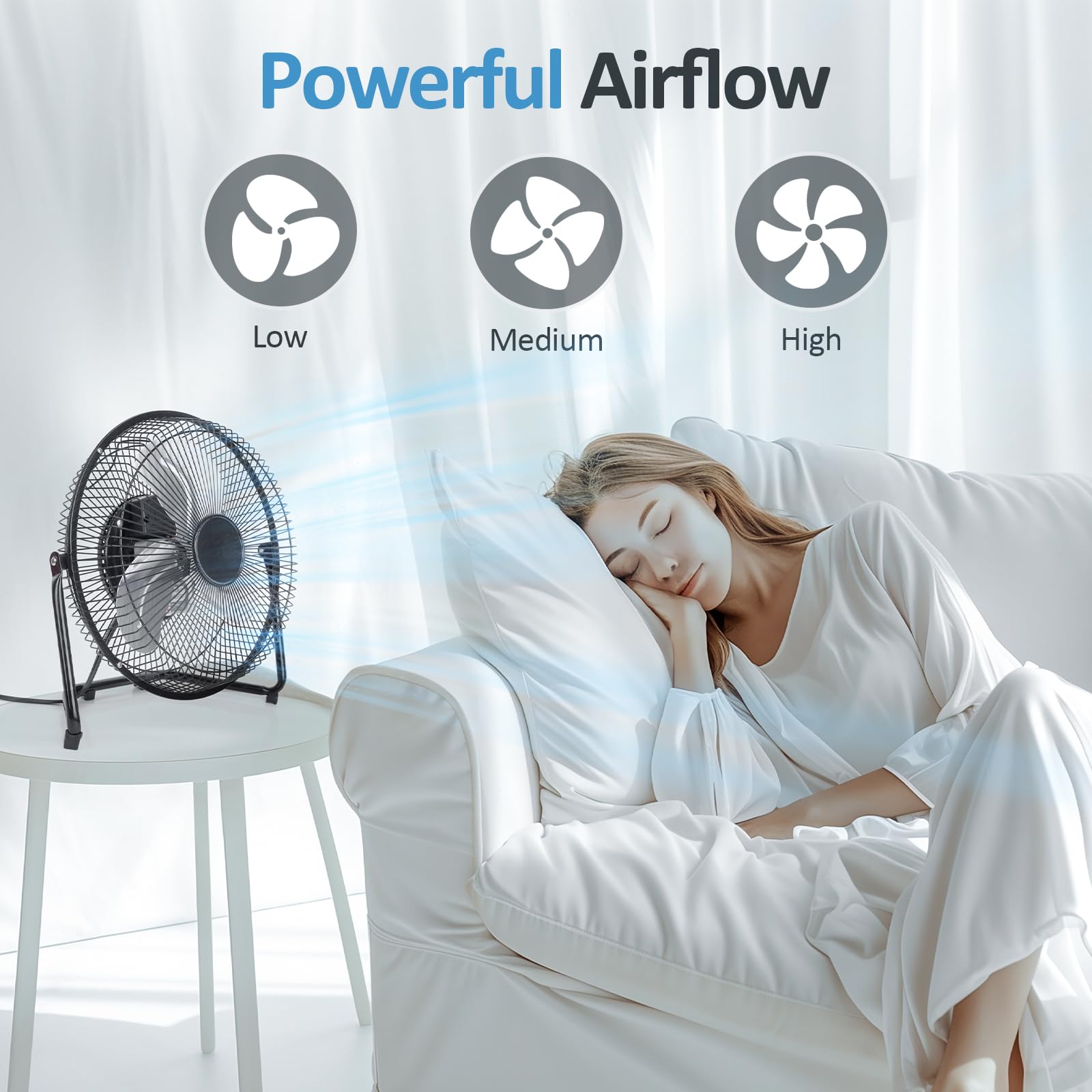 BEESTAR 9 Inch 3-Speed Quiet Floor Fan - Adjustable Tilt Metal Desk Fan for Home, Office & Bedroom - Portable Cooling Fan for Indoor Use, Personal Space & Workspace (Black)