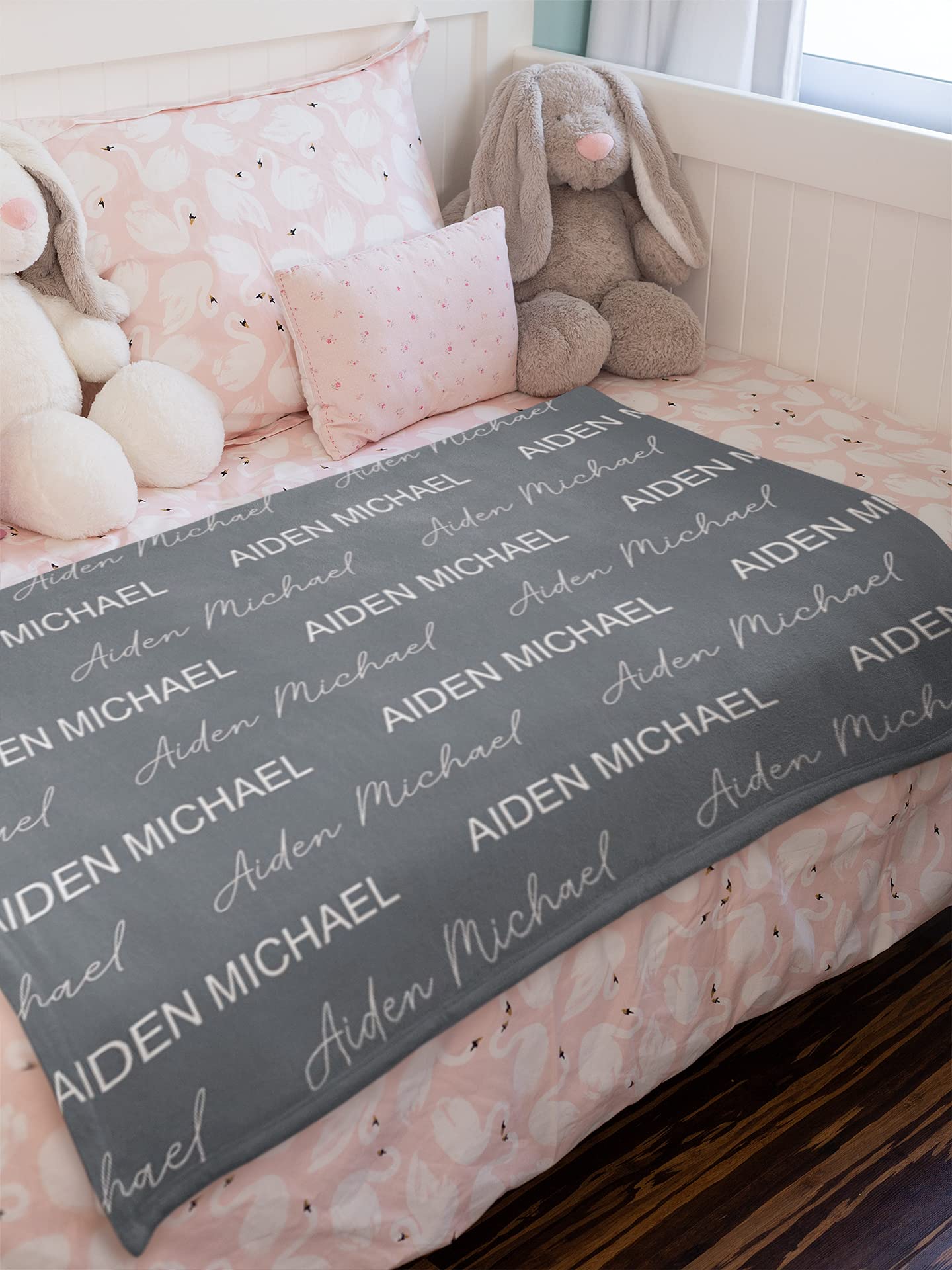 Personalized Baby Blanket with Name - Custom Monogrammed Swaddle Blanket for Boys & Girls | Unique Baby Shower Gift, Christening Present & Nursery Essential