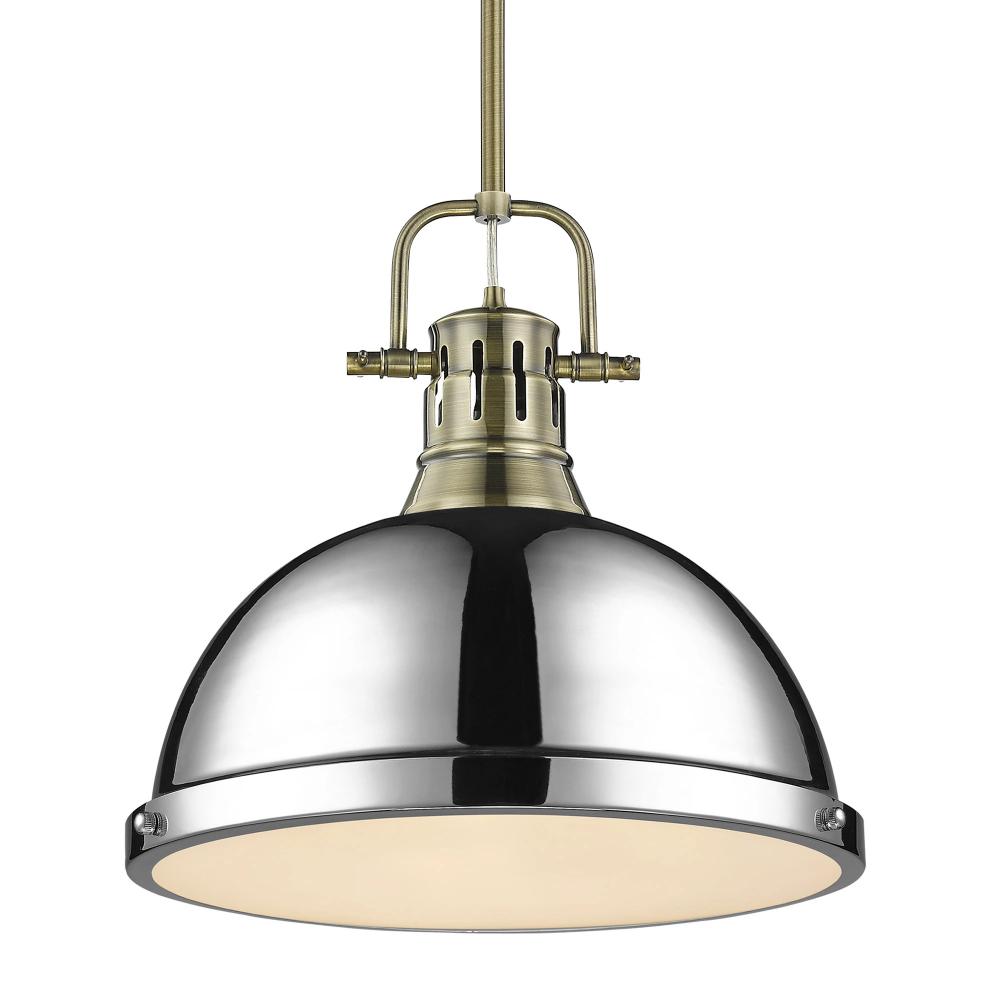 Elm Large Pendant Light with Adjustable Rod in Aged Brass Finish - Perfect for Dining Room, Kitchen Island & Modern Farmhouse Lighting