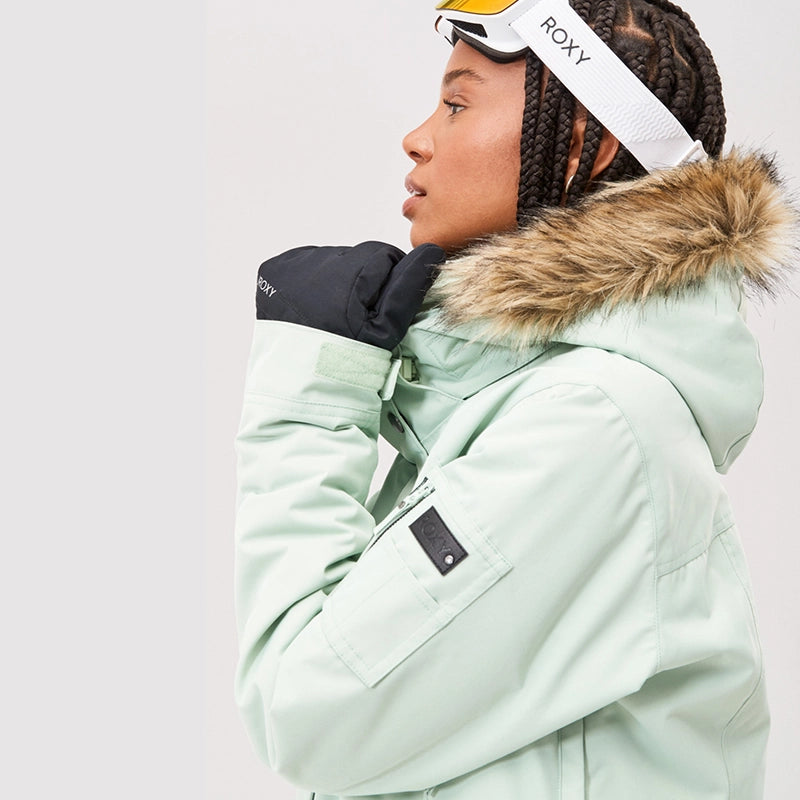 Roxy Snow Meade Water Green Women's Snow Jacket - Waterproof & Warm for Skiing, Snowboarding & Winter Outdoor Activities