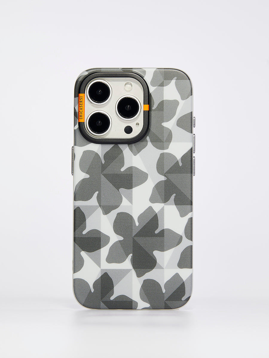 Checkered Blossom Phone Case - Grey | Trendy Protective Cover for iPhone & Samsung | Perfect for Everyday Use, Travel & Gifting