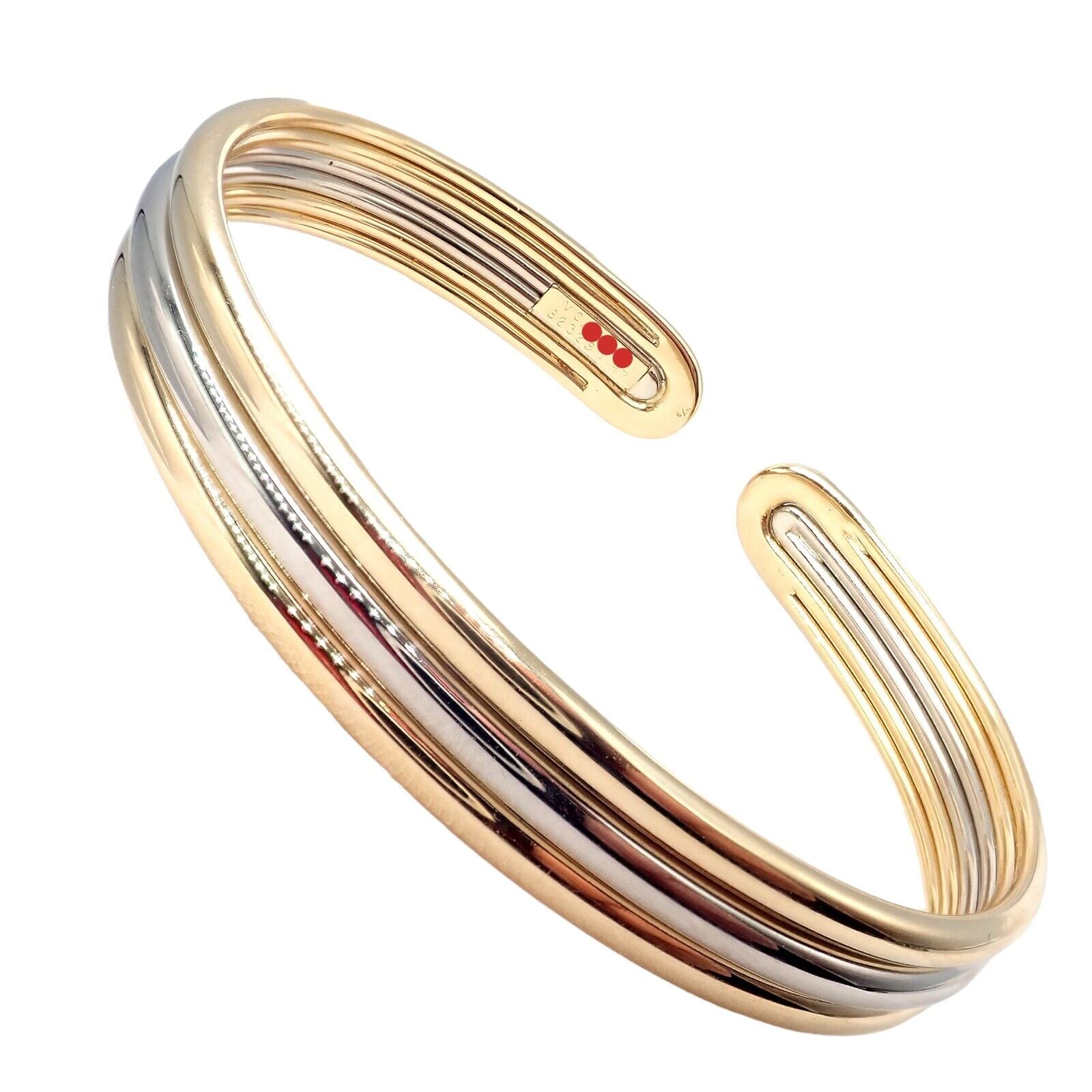 Authentic Van Cleef & Arpels 18k Yellow & White Gold Bangle Cuff Bracelet - Luxury Jewelry for Women, Perfect for Weddings, Parties & Special Occasions