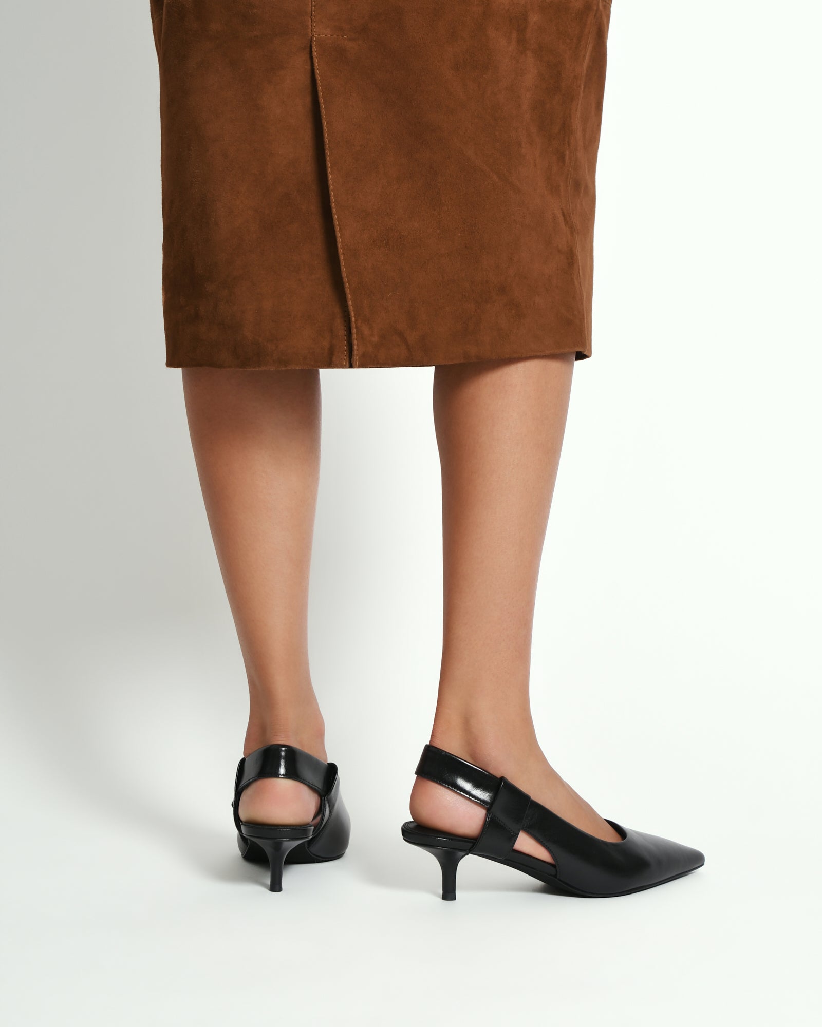 ROSA Women's Black Leather Low Heel Pumps - Comfortable & Stylish Shoes for Work, Office, and Formal Occasions