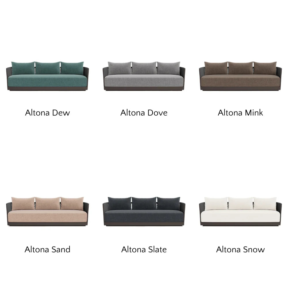Antigua Outdoor 3-Seat Sofa Set - Waterproof Patio Furniture for Garden, Backyard, Poolside - Comfortable All-Weather Wicker Sectional Couch with Cushions