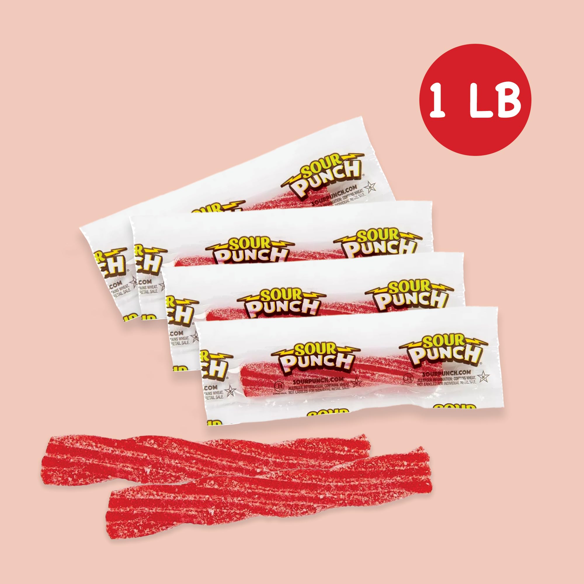 **Snackivore 1LB Bulk Sour Candy Twists - Red Cherry Flavor, Individually Wrapped, Sour Candy Variety Pack for Parties, Halloween, Office Snacks & Movie Nights**