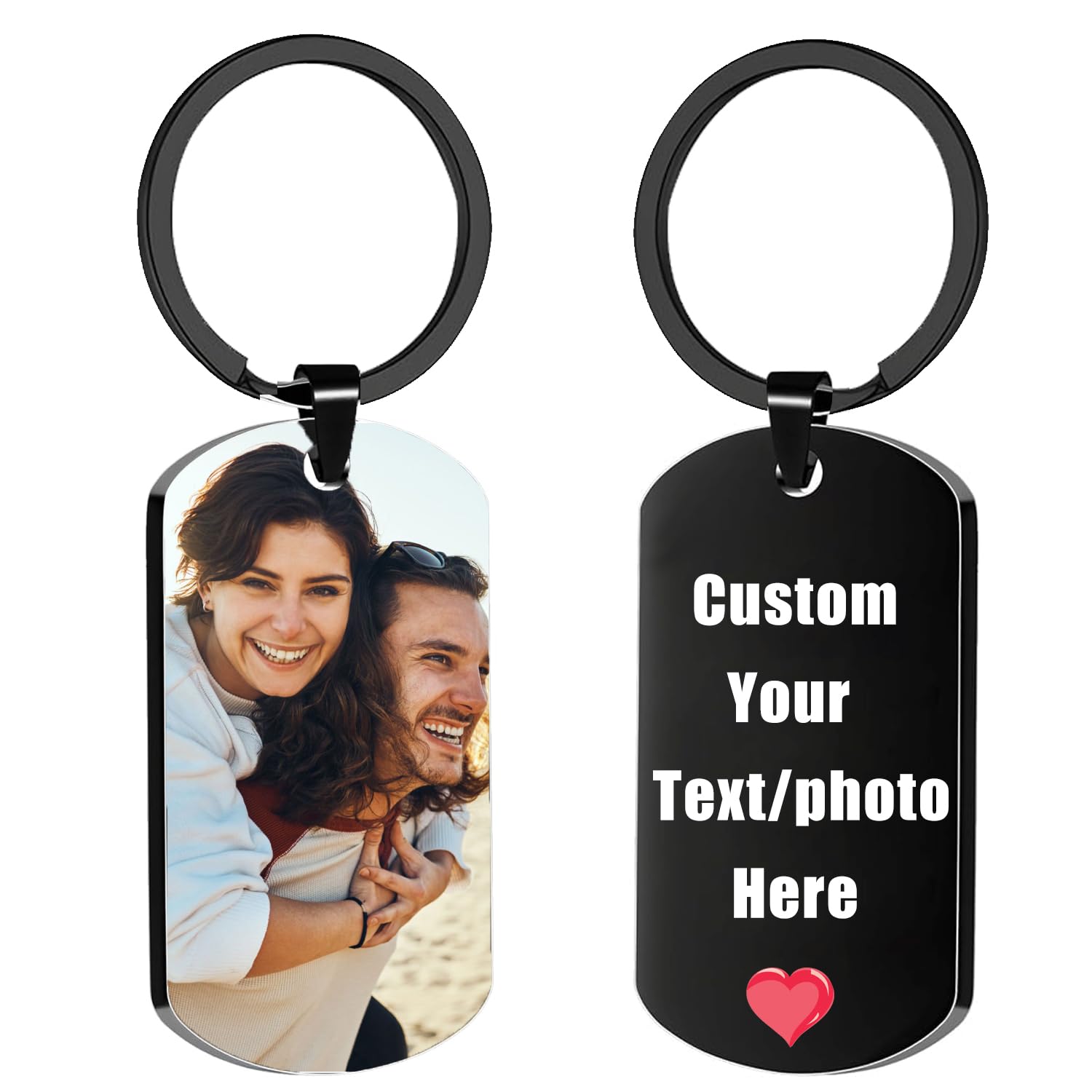 Custom Double-Sided Photo Keychain - Personalized Gift for Girlfriend, Boyfriend, Anniversary, Valentine's Day - Perfect for Couples, Friends, and Family Keepsakes