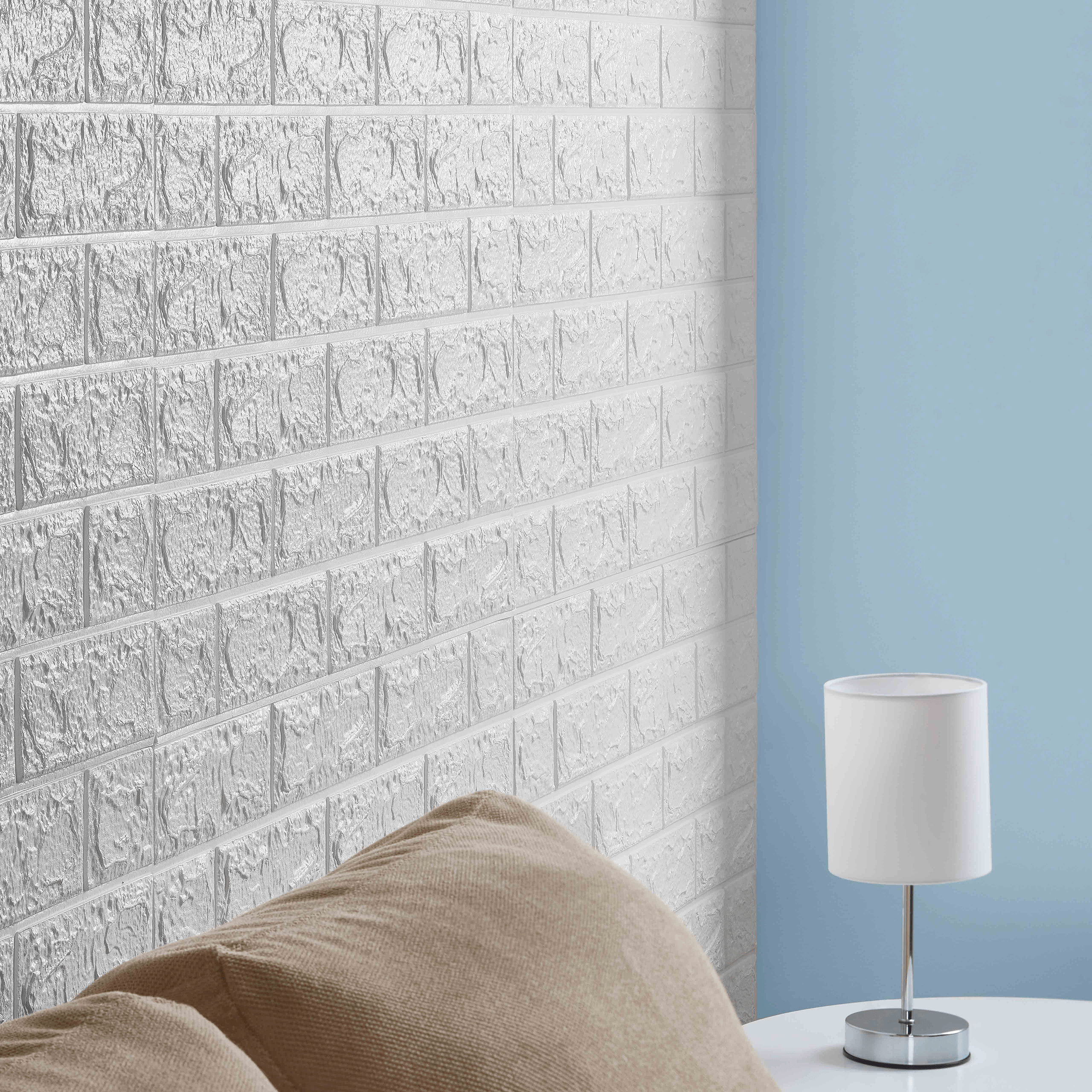 White Brick Paneling Sheet - Self-Adhesive Peel & Stick Wall Panels for Home Decor - Perfect for Accent Walls, Fireplaces, Backsplashes, and DIY Projects