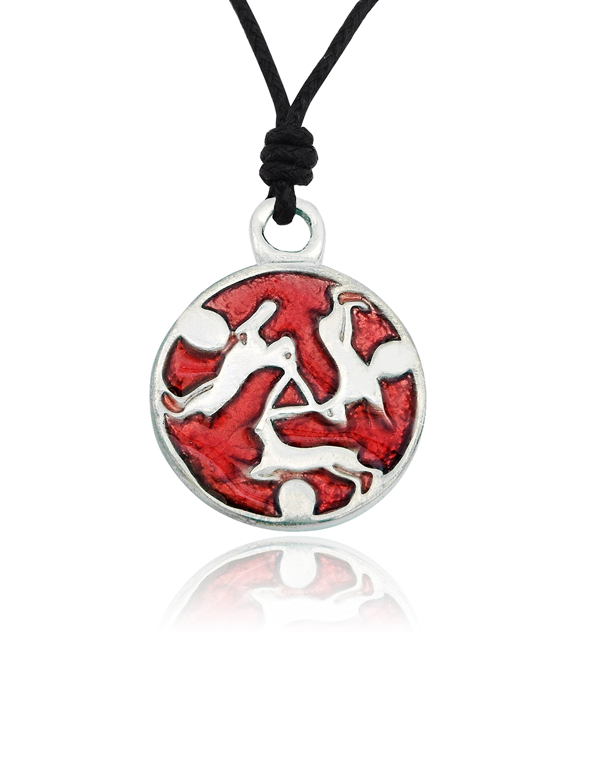 Red Hare Trinity Rabbits Silver Necklace - Elegant Charm Jewelry for Gifts