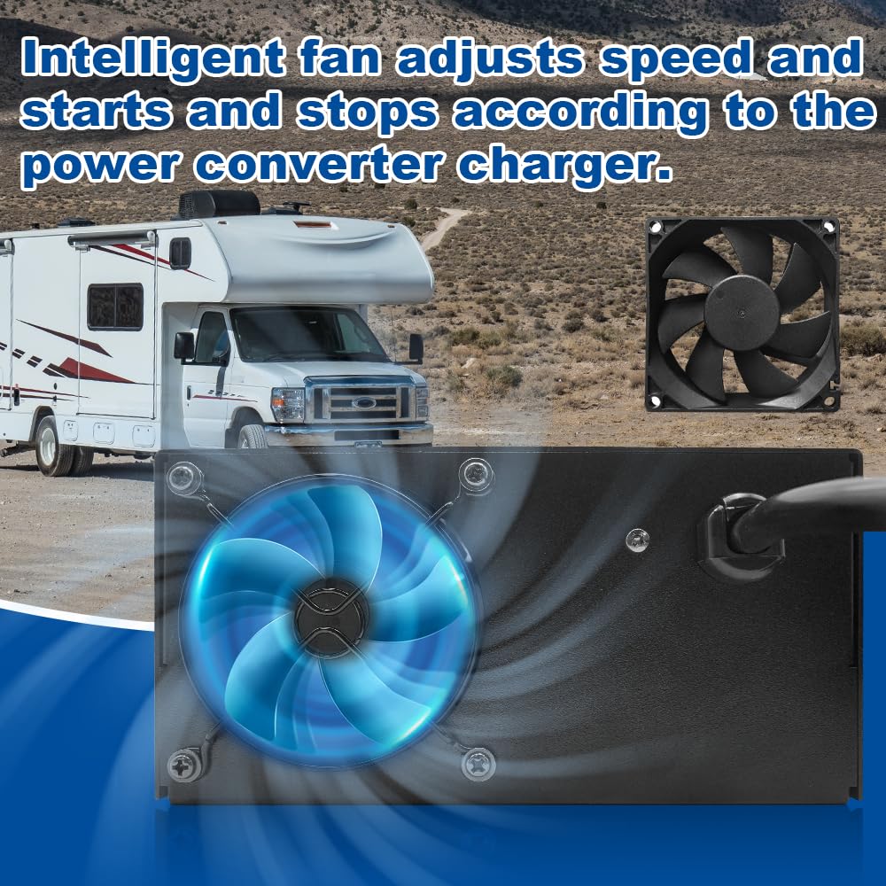 75 Amp RV Power Converter with 4-Stage Smart Battery Charger - 110V AC to 12V DC Converter for RVs, Campers & Trailers - Reliable Power Supply for Off-Grid Living & Road Trips