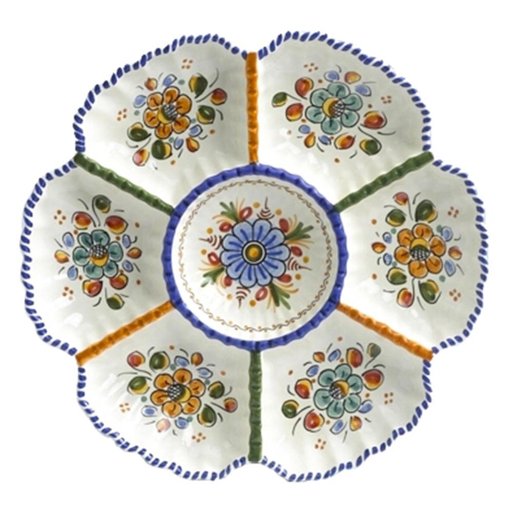 Handmade Ceramic Large Divided Appetizer Dish - 13 Inch Wide Serving Platter for Cheese, Charcuterie, Fruits & Party Snacks | Perfect for Entertaining, Dinner Parties & Holiday Gatherings