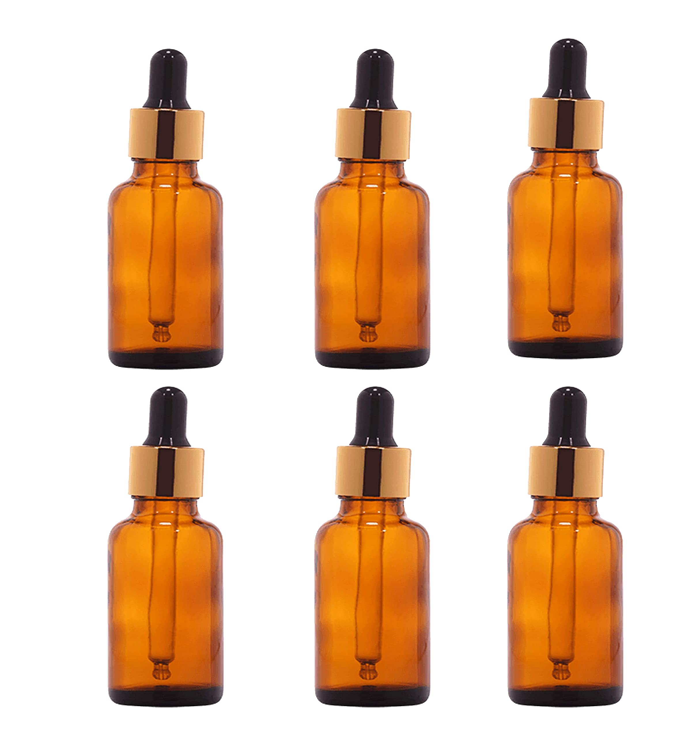 Pure Source India Amber Glass Dropper Bottles 30ml (6-Pack) - Essential Oil Bottles, DIY Perfume & Cosmetic Containers for Aromatherapy, Skincare, Travel | BPA-Free Dark Glass Storage