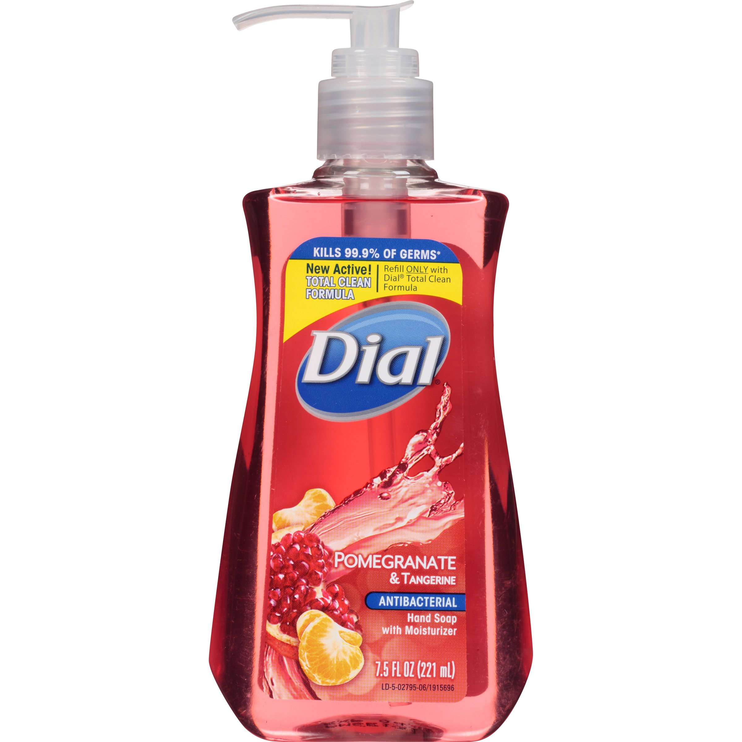 Dial Antibacterial Liquid Hand Soap - Pomegranate & Tangerine Scent, 7.5 oz | Kills 99.9% of Germs | Refreshing Hand Wash for Kitchen, Bathroom & Office Use