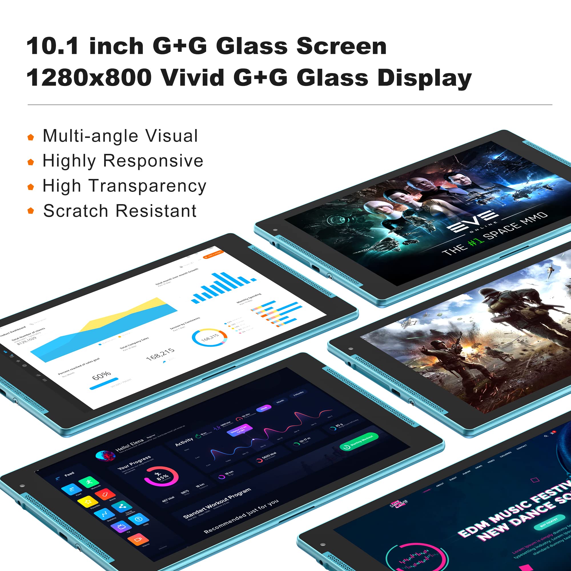 10.1 Inch Android 12 Tablet - TJD 4GB RAM 64GB ROM (Expandable to 512GB) with Quad Core Processor, HD IPS Screen, 8.6MP Rear & 2MP Front Camera - WiFi Bluetooth Tablet for Work, Study & Entertainment
