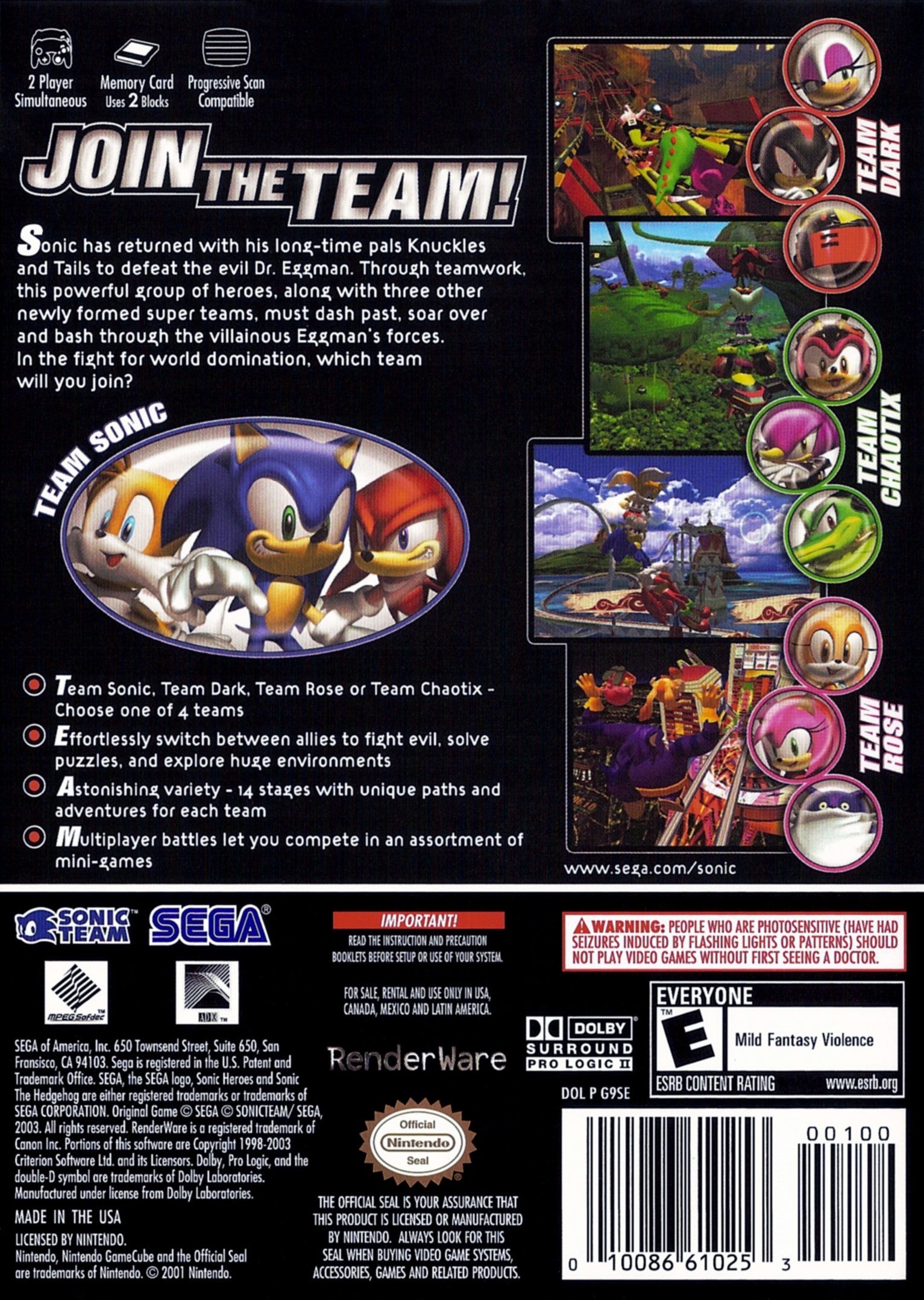 Used Sonic Heroes GameCube Video Game - Classic Action-Adventure for Nintendo GameCube - Perfect for Retro Gaming & Collectors