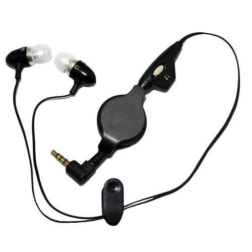 Retractable Wired Headphones with Mic - 3.5mm Earbuds Compatible with Cricket Outlast 5G & AT&T Motivate Pro 5G | Hands-Free Headset for Workouts, Commuting & Office Use