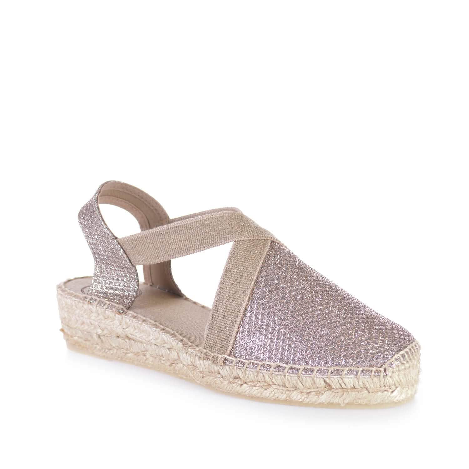 Women's Metallic Cotton Blend Wedge Espadrille Sandals - Velino S | Comfortable Summer Shoes for Beach, Vacation & Casual Outings