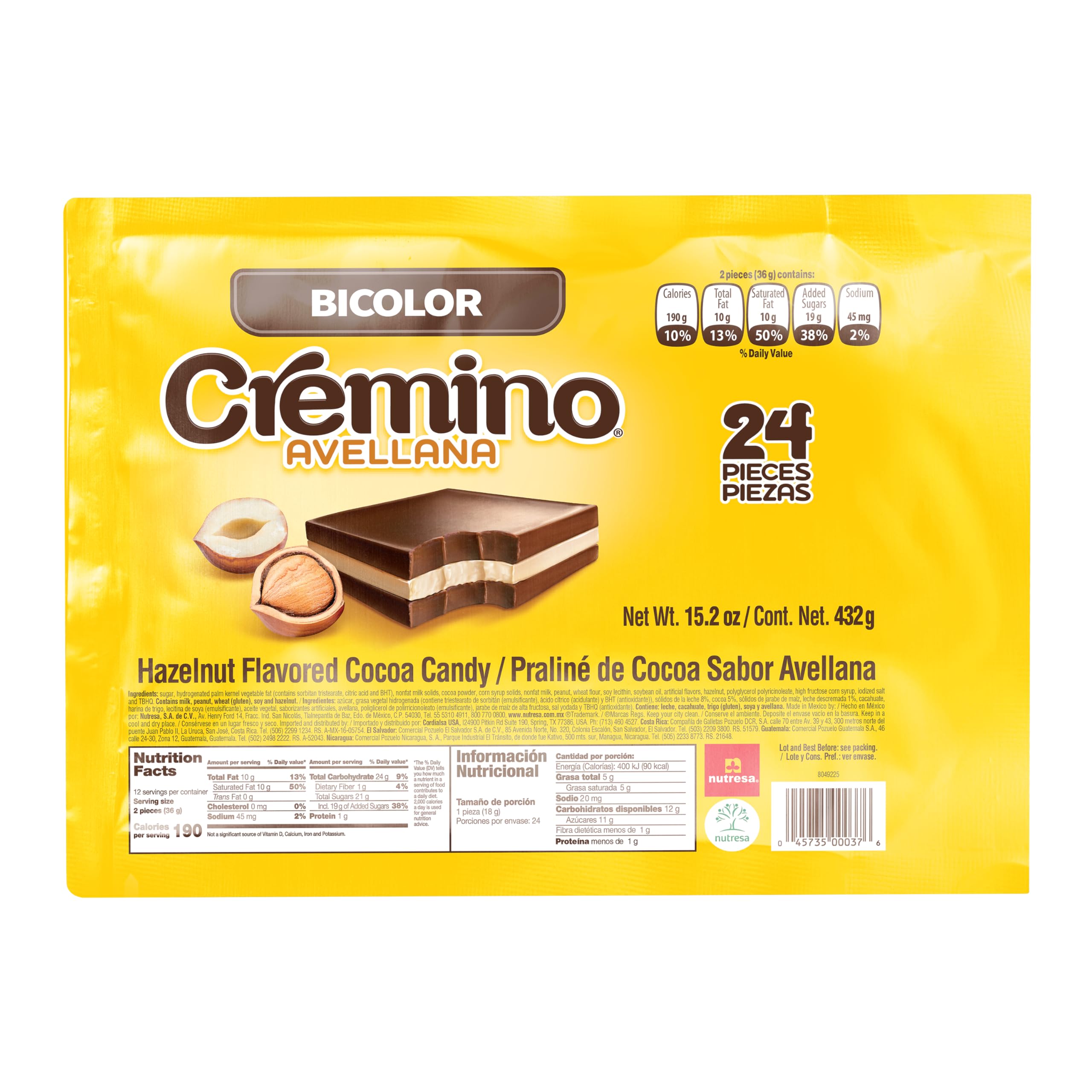 Premium Cremino Bicolor Chocolate Tray - 24-Piece Hazelnut & Milk Chocolate Bars (15.2 oz) | Gourmet Italian Chocolate Gift | Perfect for Holidays, Parties & Corporate Gifts