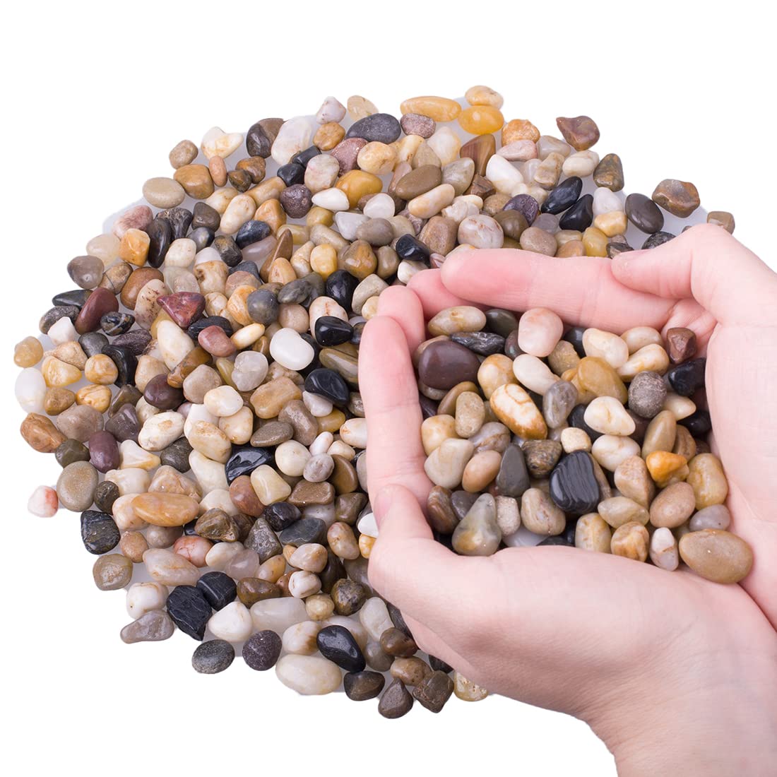 1.9 Lb Mixed Color Polished Pebbles 3/8