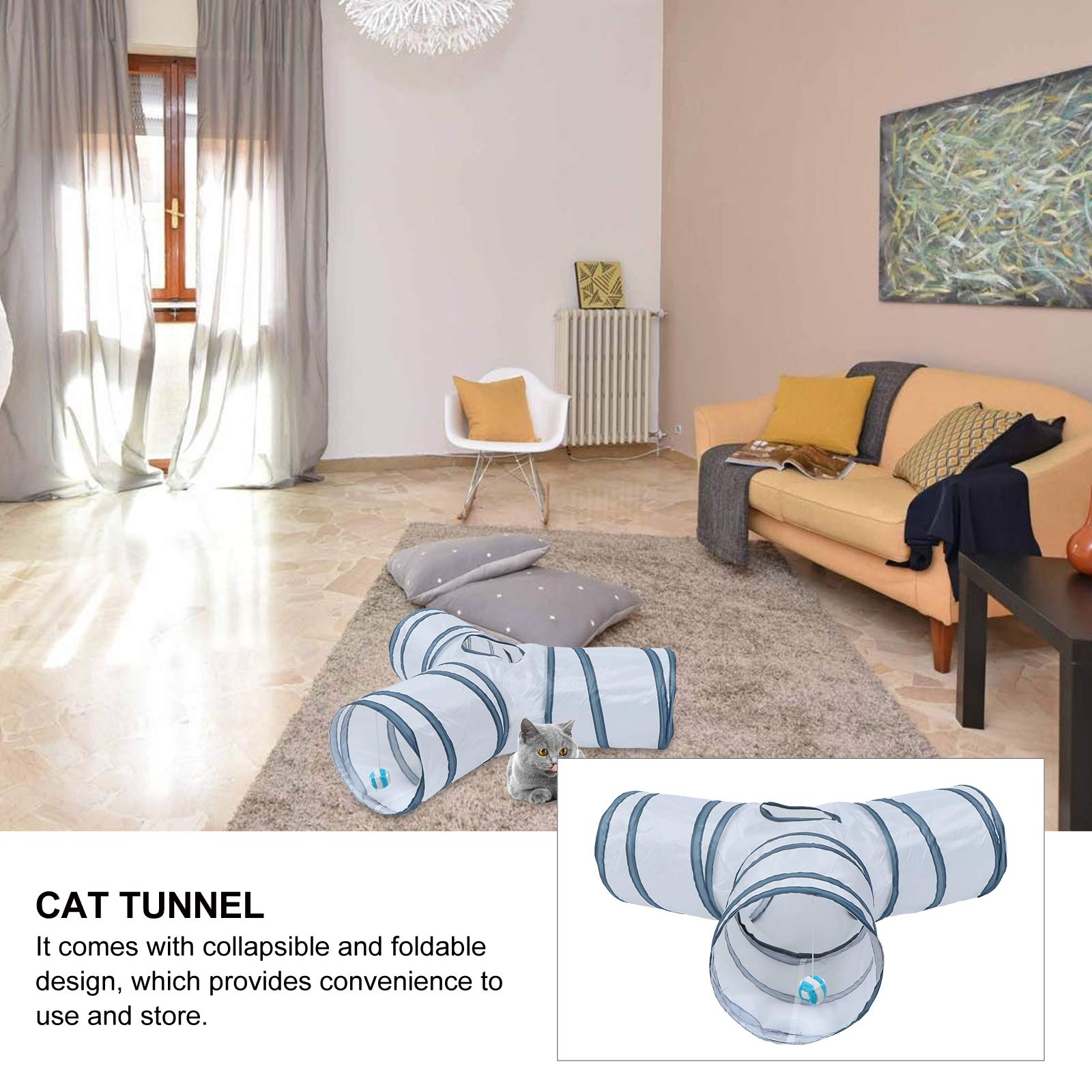 ULTECHNOVO White Cat Tunnel - Soft Polyester Pet Play Tube for Indoor Cats - Fun Hideaway & Exercise Toy for Kittens & Adult Cats (Perfect for Playtime, Napping & Exercise)
