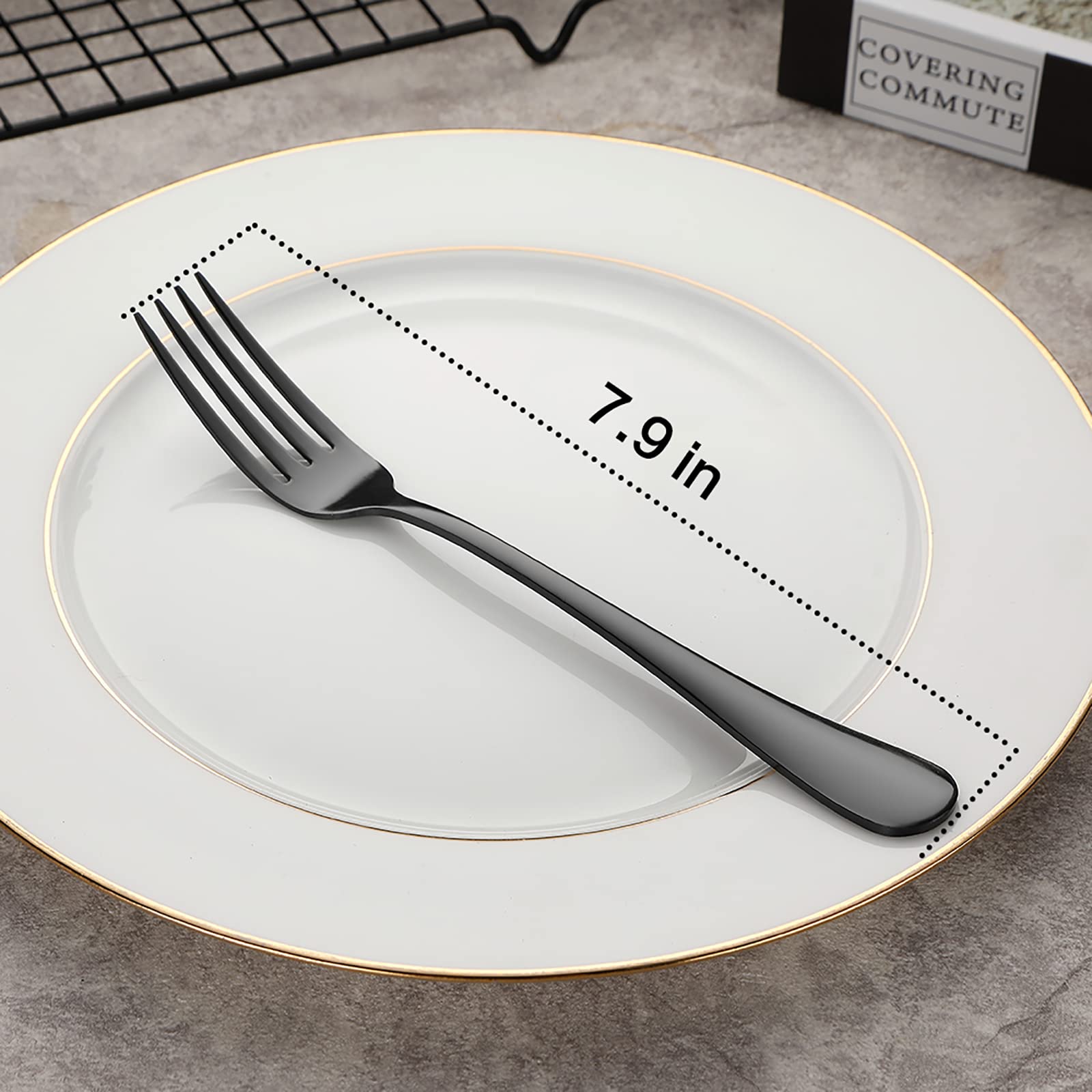 Premium 10-Piece Stainless Steel Dinner Forks Set - Reusable Black Silverware Cutlery for Restaurants, Catering & Home Dining | Durable & Elegant Flatware