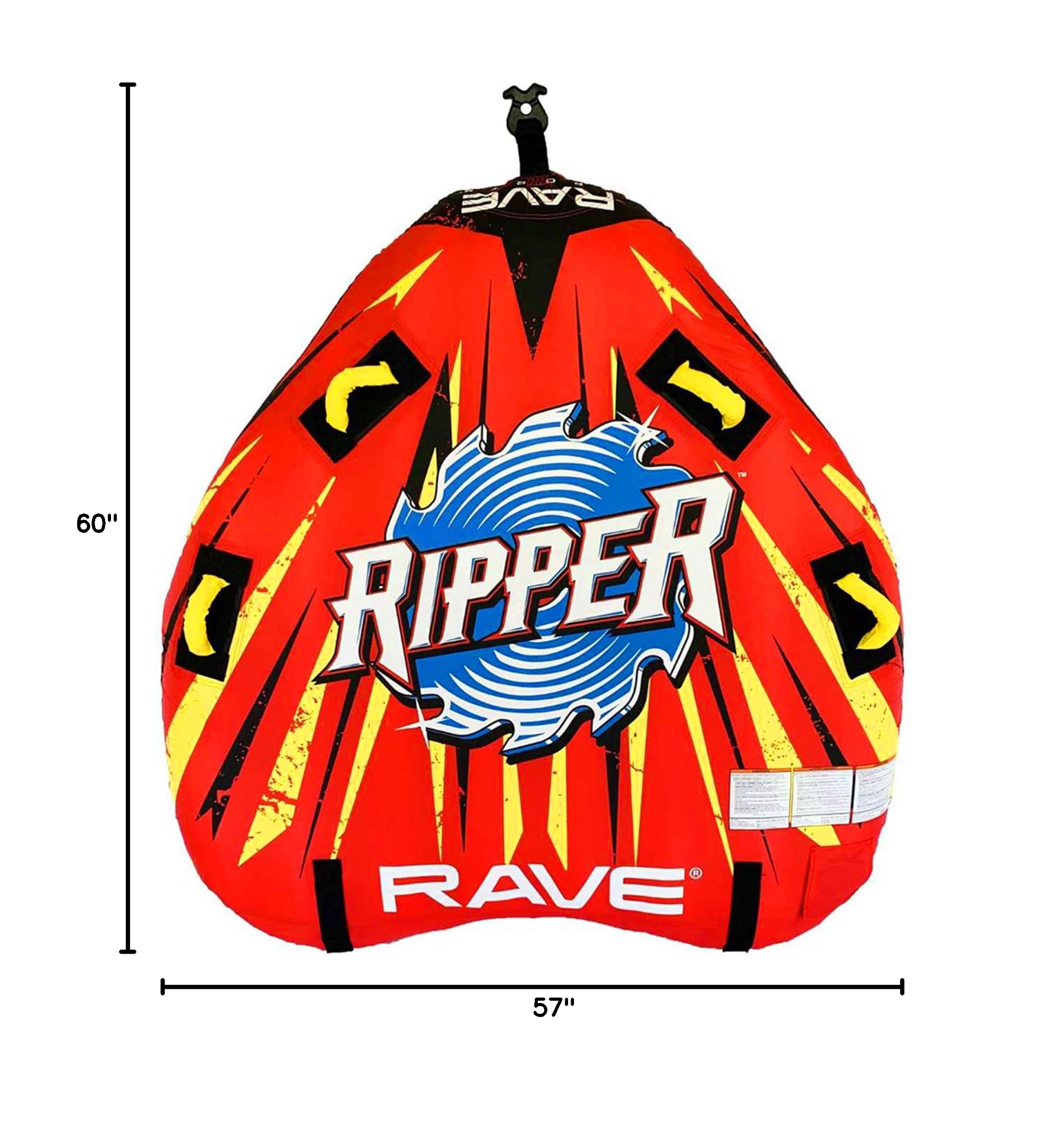 RAVE Sports Ripper Inflatable Boat Towable Tube - 2 Person Water Tube for Lakes & Rivers, Heavy Duty PVC Material, High Speed Towing, Fun Summer Water Sports Activity for Adults & Teens