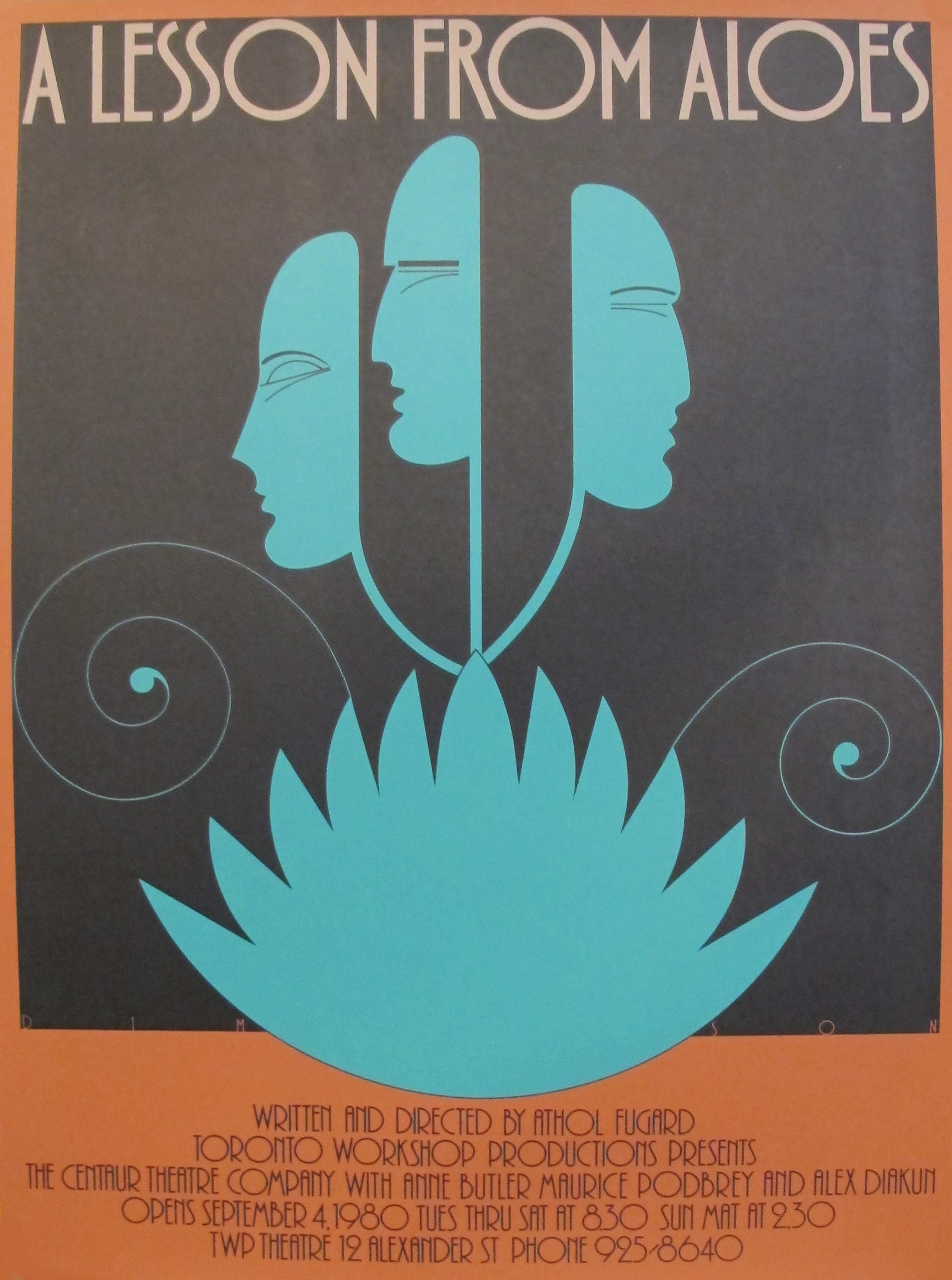 1980s Original Vintage Canadian Theater Poster - A Lesson From Aloes by Theo Dimson | Rare Collectible Wall Art for Home Decor, Theater Lovers & Vintage Memorabilia Collectors