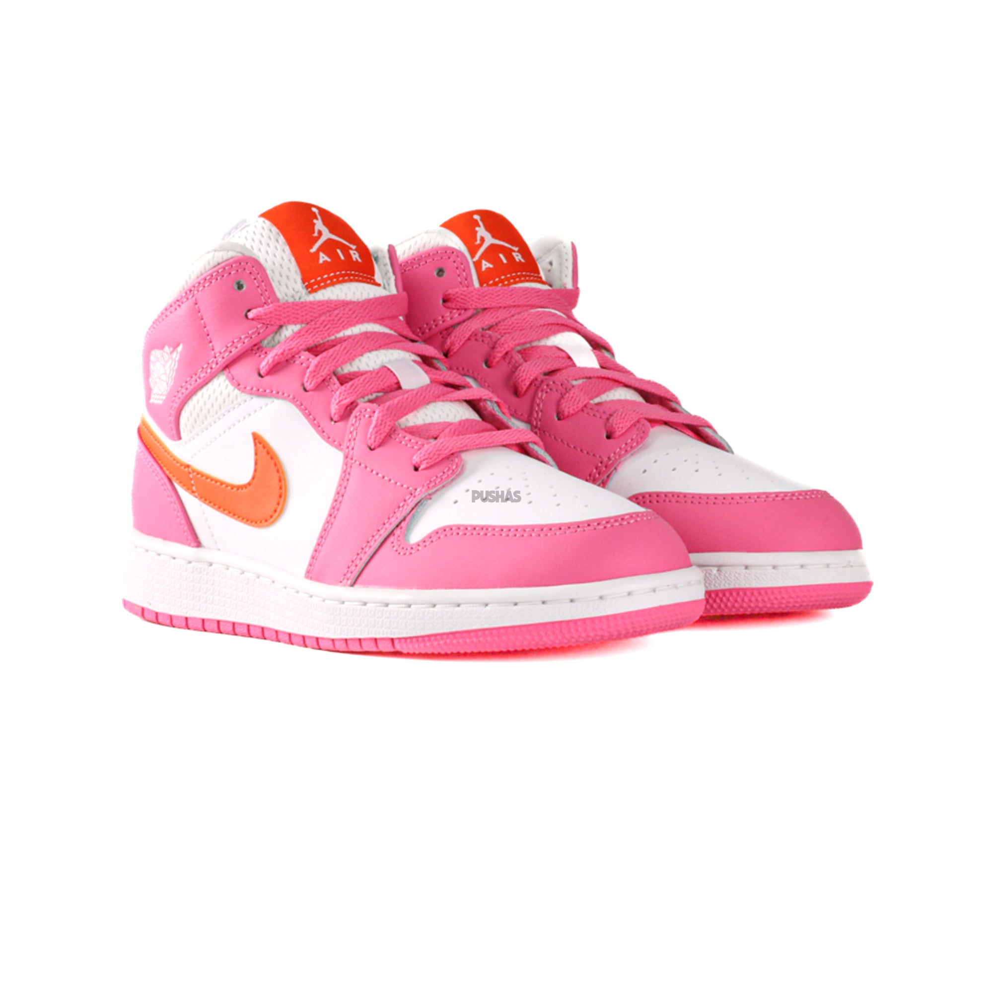 Air Jordan 1 Mid 'Pinksicle Safety Orange' GS Sneakers (2022) - Basketball Shoes for Girls, Casual Streetwear Fashion - Perfect for School, Sports & Everyday Wear