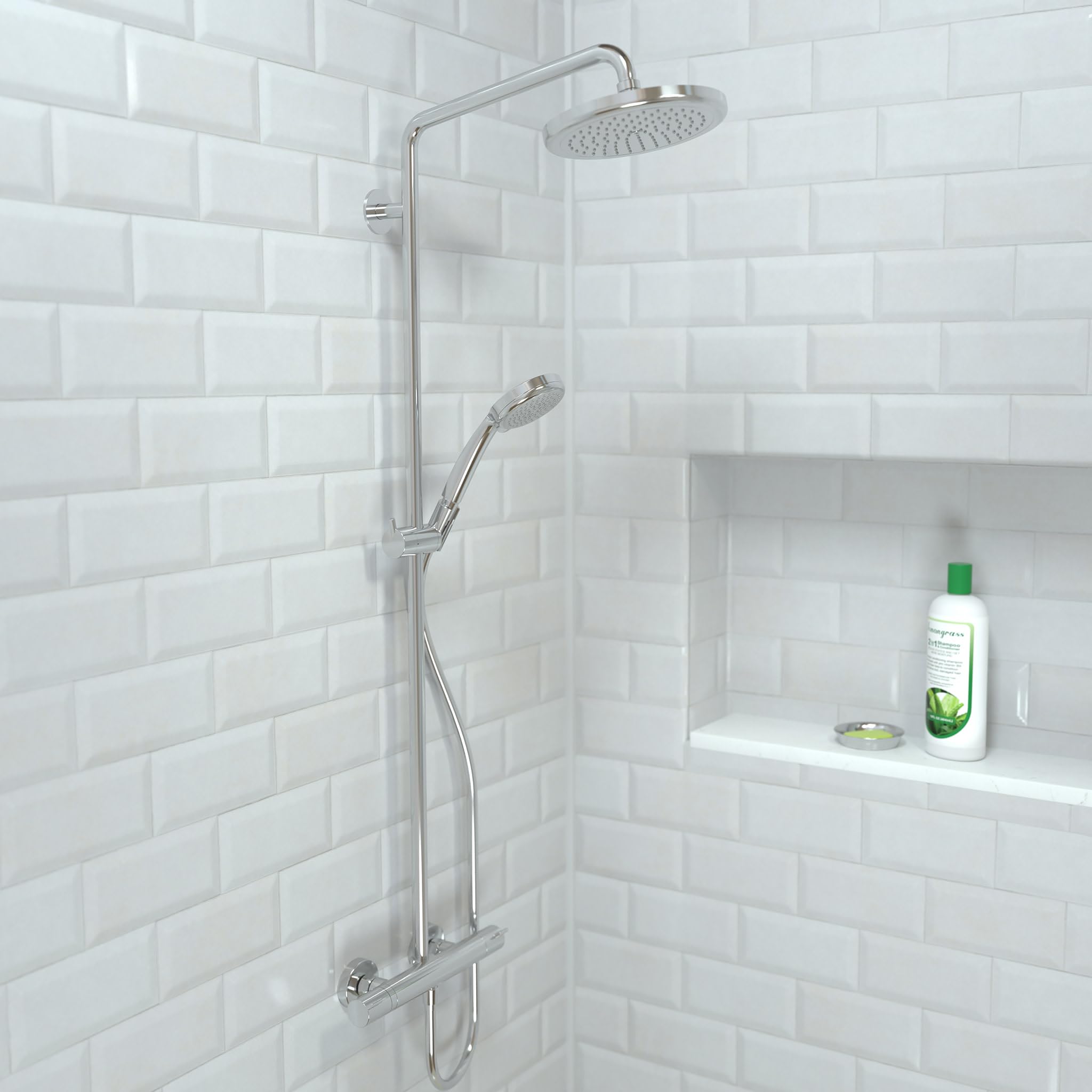 Hansgrohe Croma Chrome Shower Faucet Set with Handheld Showerhead, Rain AirPower Spray & QuickClean Shower Pipe - 27185001 Large - Perfect for Modern Bathroom Renovation & Spa-Like Shower Experience