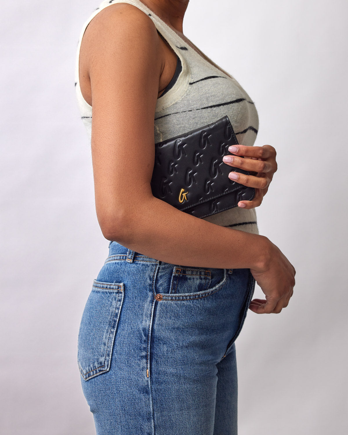 Luxury Monogram Gold WOC Handbag in Black - Perfect for Evening Parties, Date Nights & Special Occasions