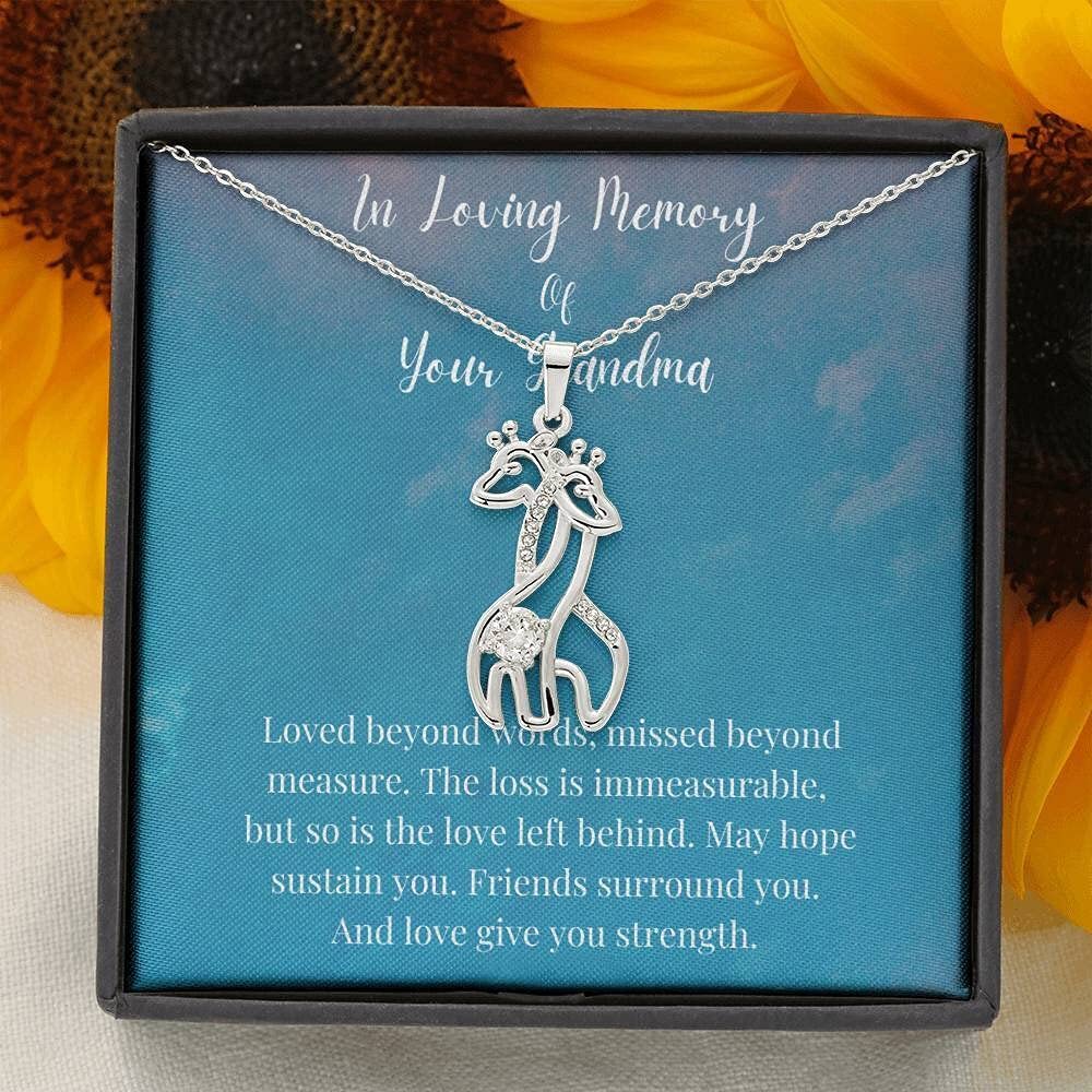 Handmade Giraffe Necklace - Personalized Memorial Gift for Grandma - White & Gold - Custom Size - Perfect for Remembrance & Comfort