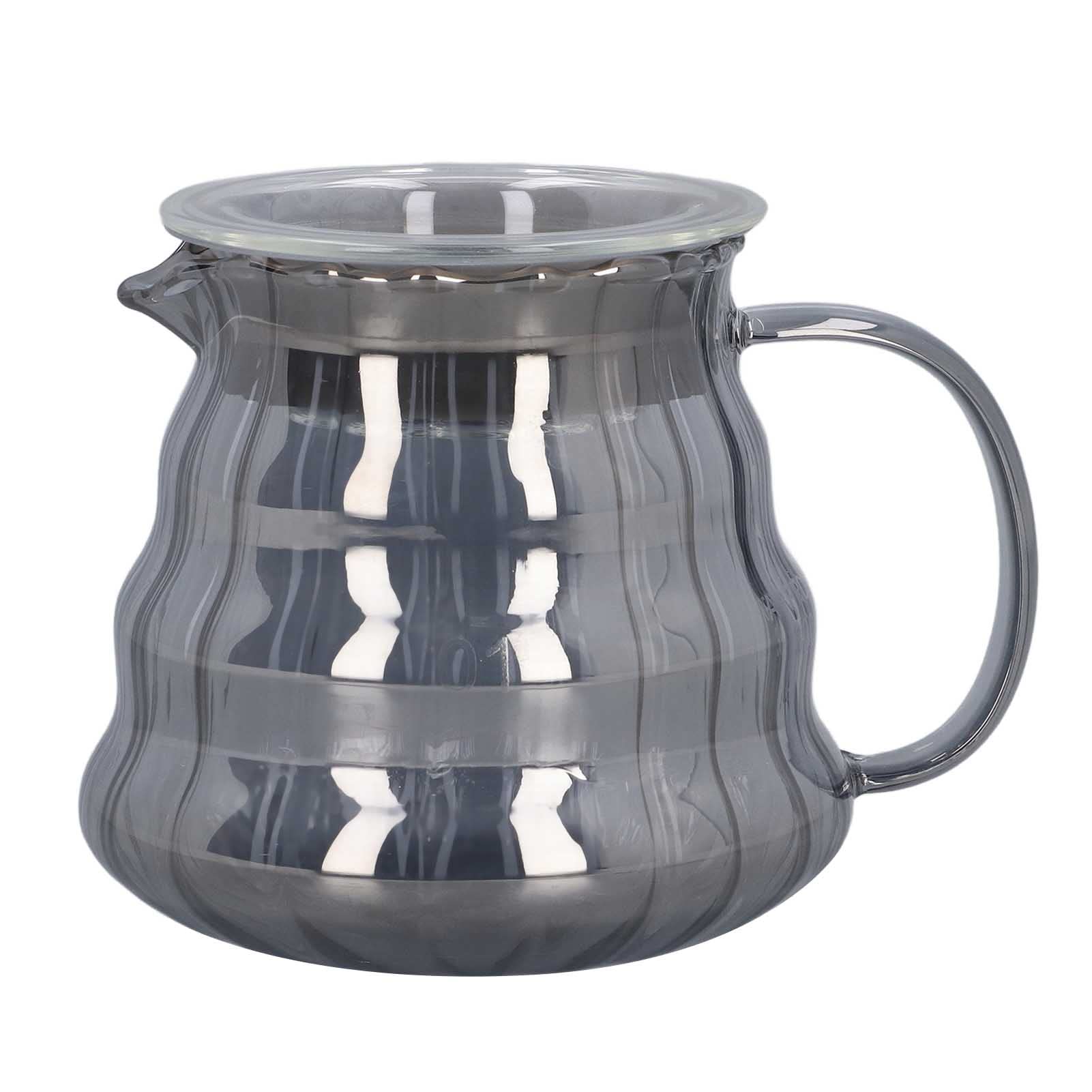 Premium Glass Coffee Server - 300ML Electroplated Grey Striped Carafe for Manual Pour Over & Drip Coffee | Ideal for Home Brewing, Coffee Shops & Gifts