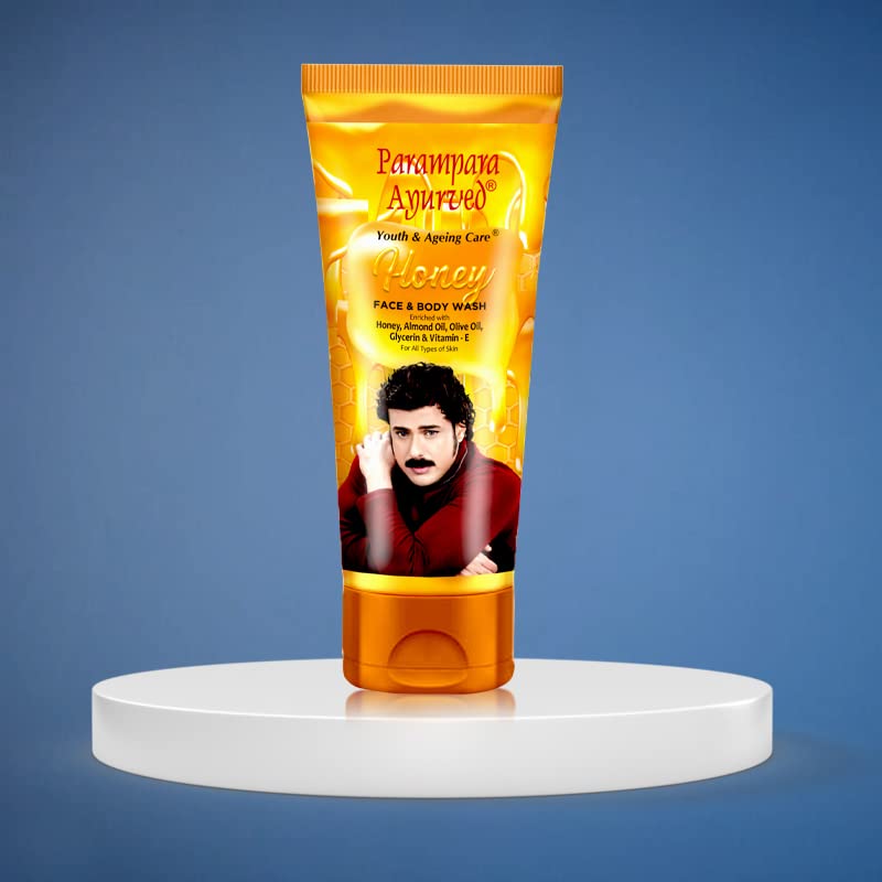 Parampara Ayurvedic Honey Face & Body Wash - Herbal Skin Cleansing Gel with Multivitamins, Glycerin & Antioxidants | Natural Moisturizer for Hydrated, Oil-Free & Glowing Skin | Acne Treatment | 75ml | Perfect for Daily Skincare Routine & Spa-Like Experience at Home