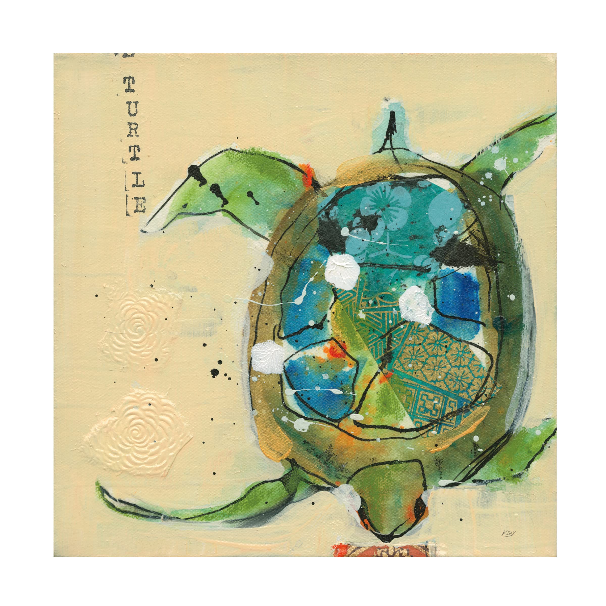 Trademark Fine Art 'Chentes Turtle' Canvas Wall Art by Kellie Day - Vibrant Sea Turtle Painting for Beach House Decor, Coastal Living Room & Ocean-Themed Bedroom