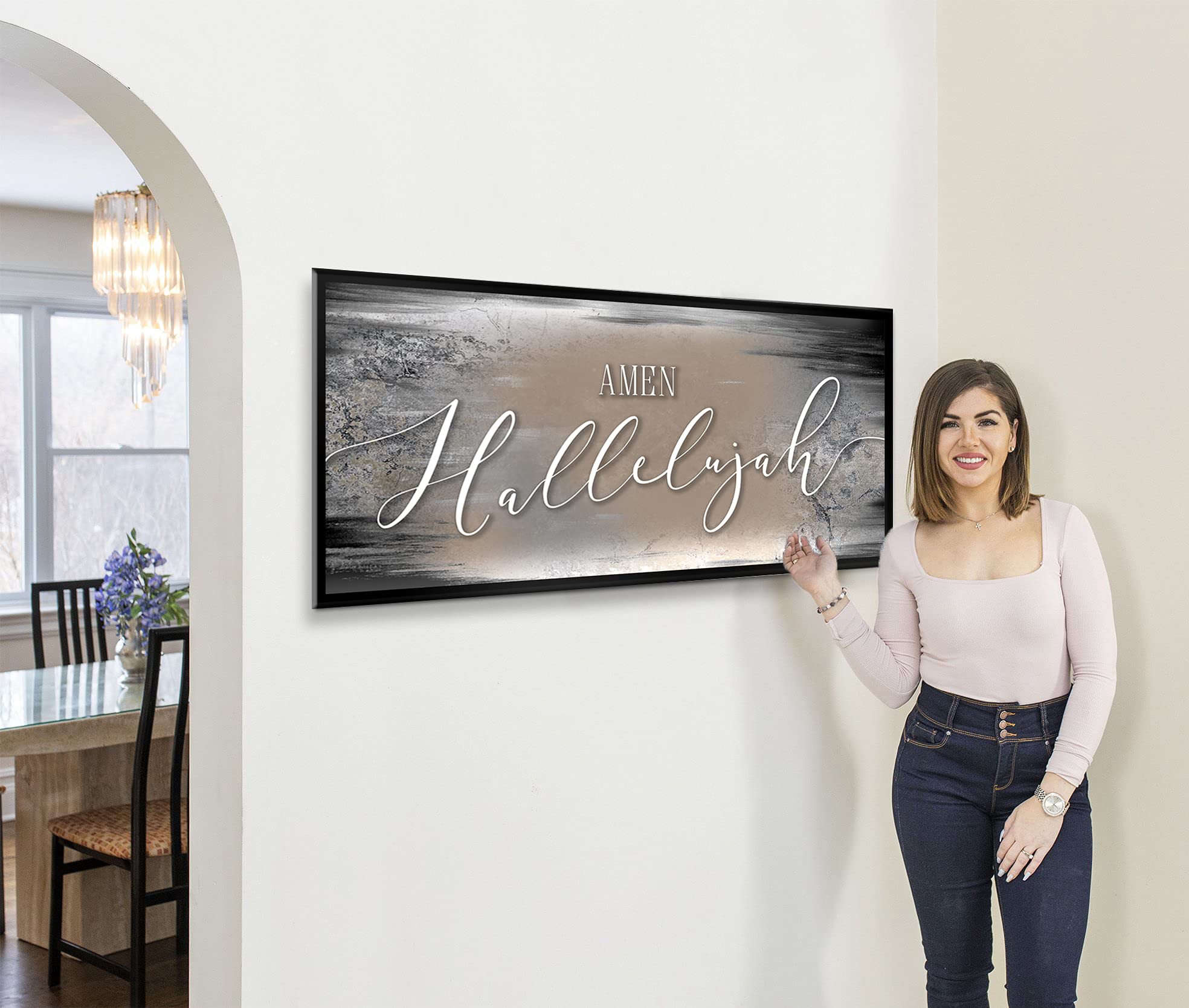 Amen Hallelujah Sign - Rustic Farmhouse Wall Decor for Christian Homes