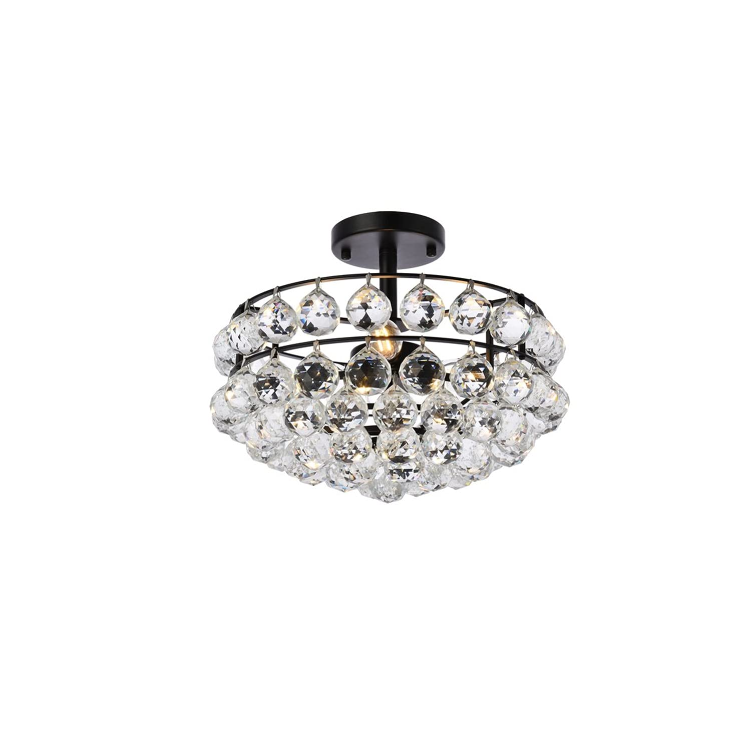 14 Inch Black Savannah Flush Mount Ceiling Light - Modern Indoor Lighting Fixture for Living Room, Bedroom & Kitchen Decor